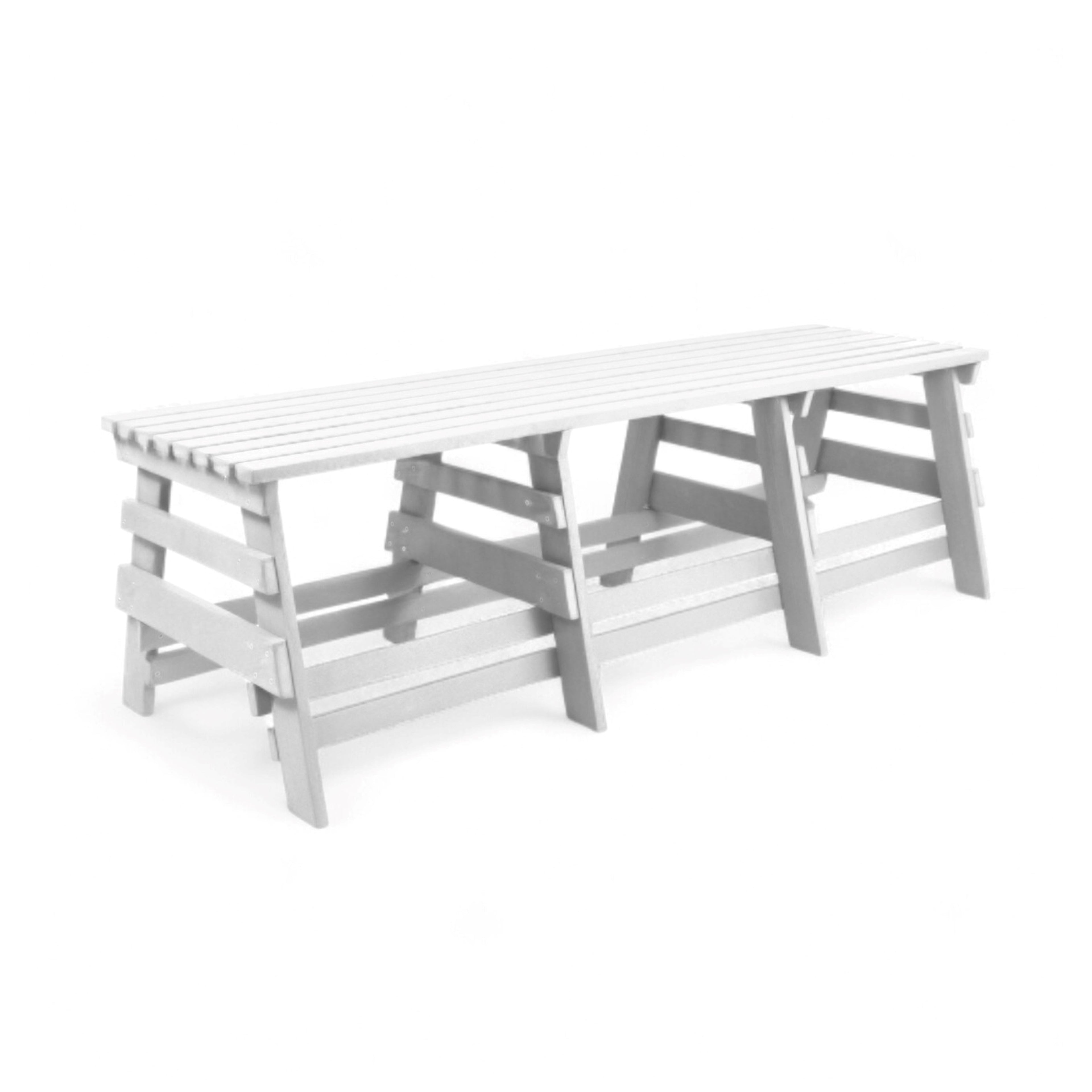 eco classic 3 seater recycled plastic outdoor bench without backrest in ivory color