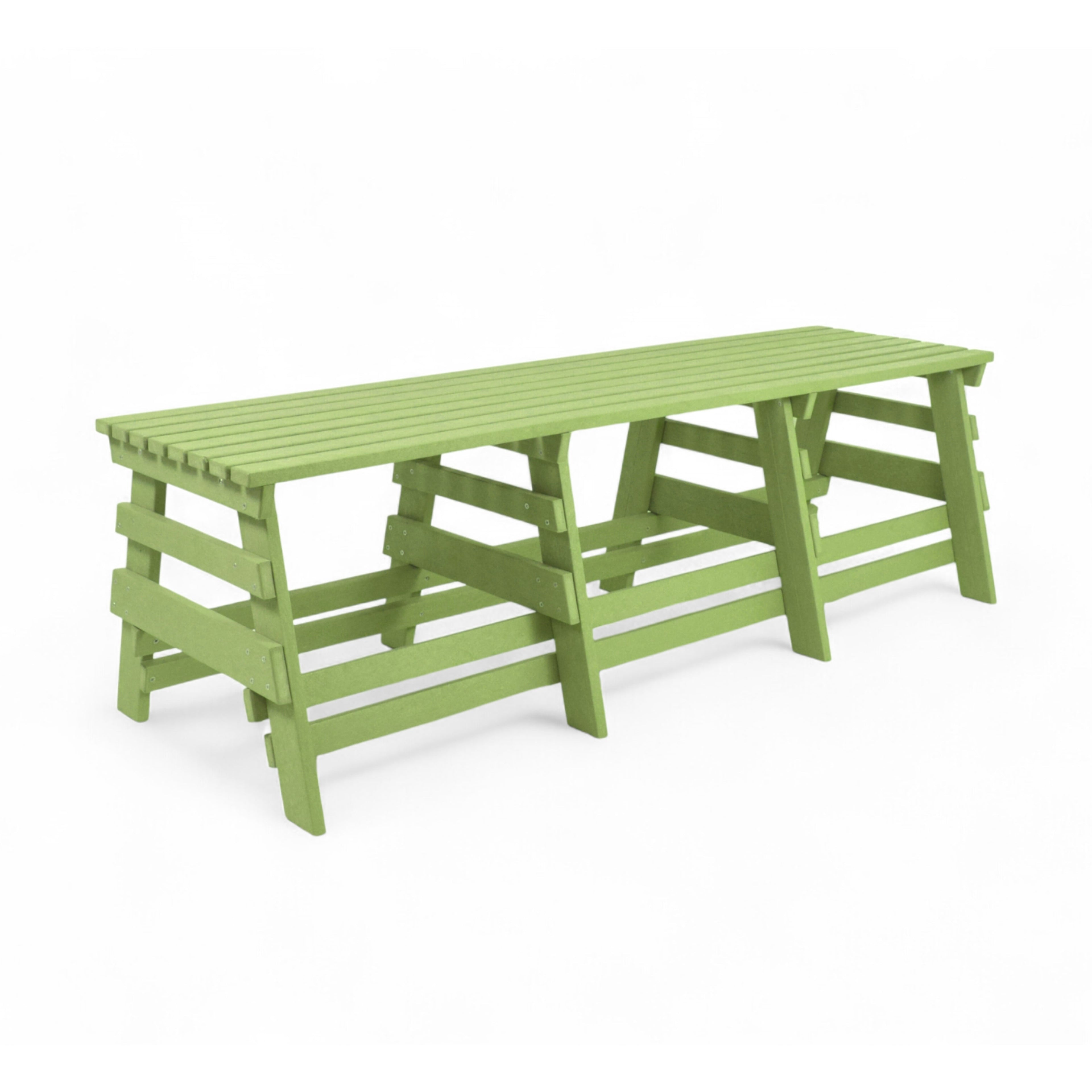 eco classic 3 seater recycled plastic outdoor bench without backrest in mint color