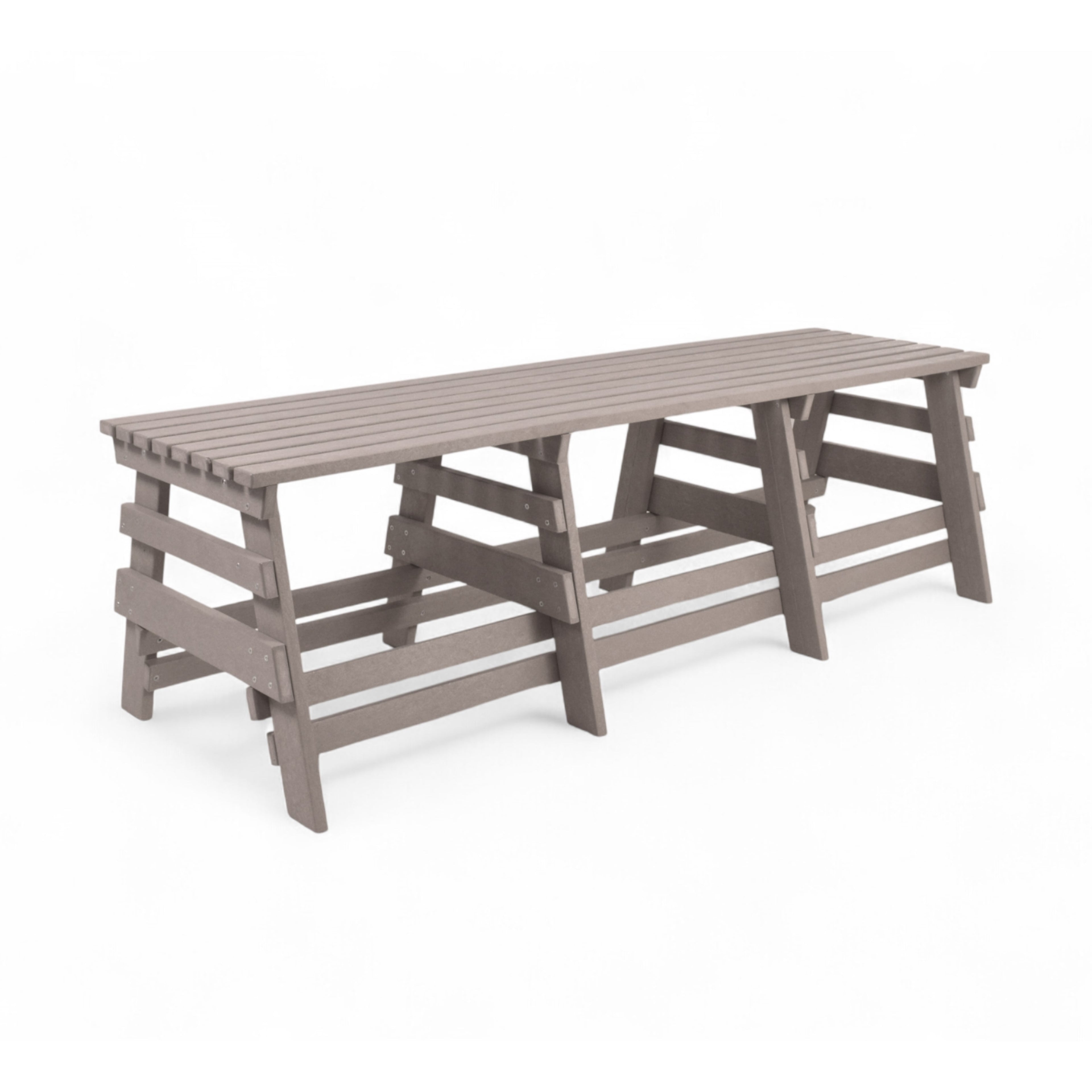 eco classic 3 seater recycled plastic outdoor bench without backrest in sand color