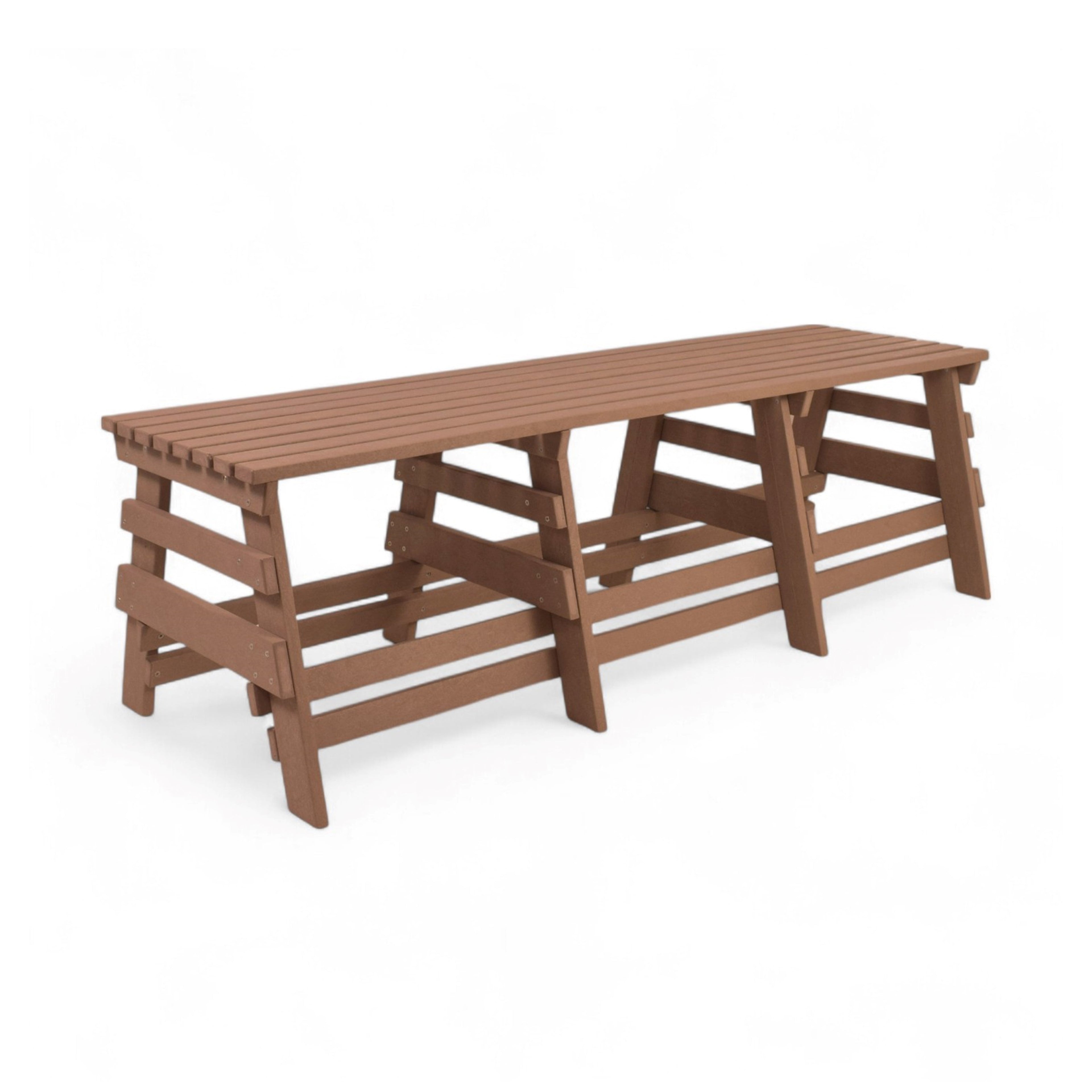 eco classic 3 seater recycled plastic outdoor bench without backrest in teak color