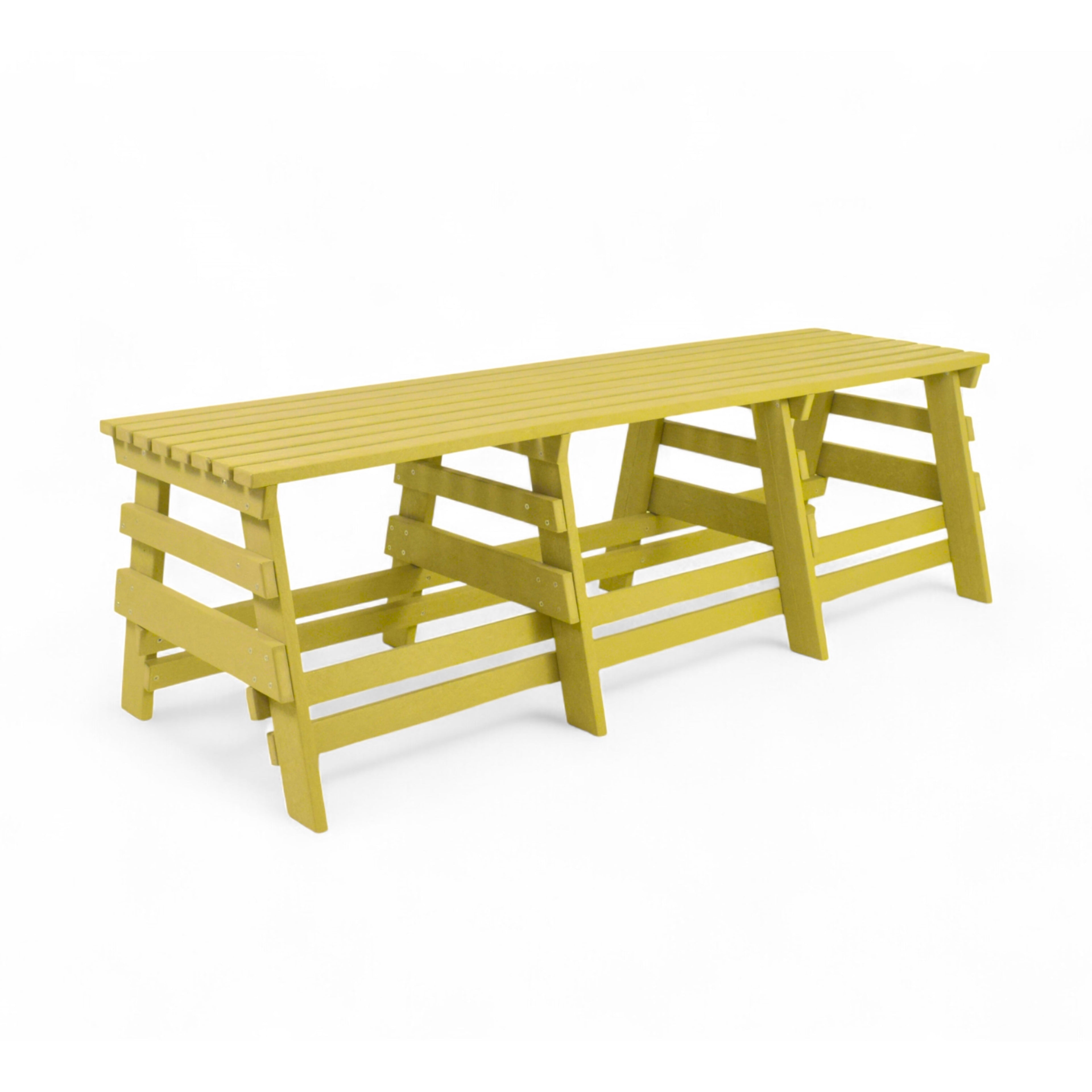 eco classic 3 seater recycled plastic outdoor bench without backrest in yellow color
