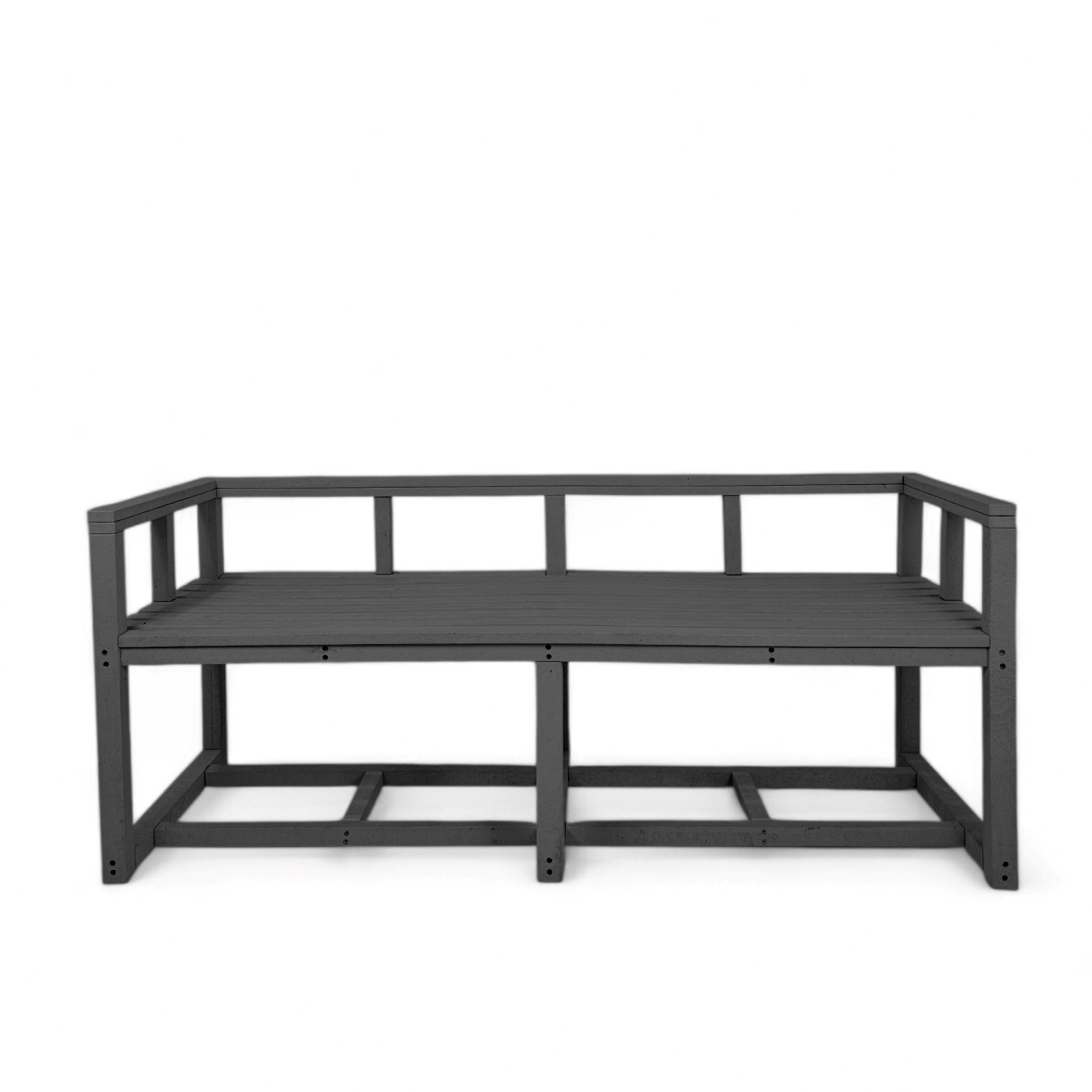 front view of eco elite 3 seater outdoor bench made from plastic waste