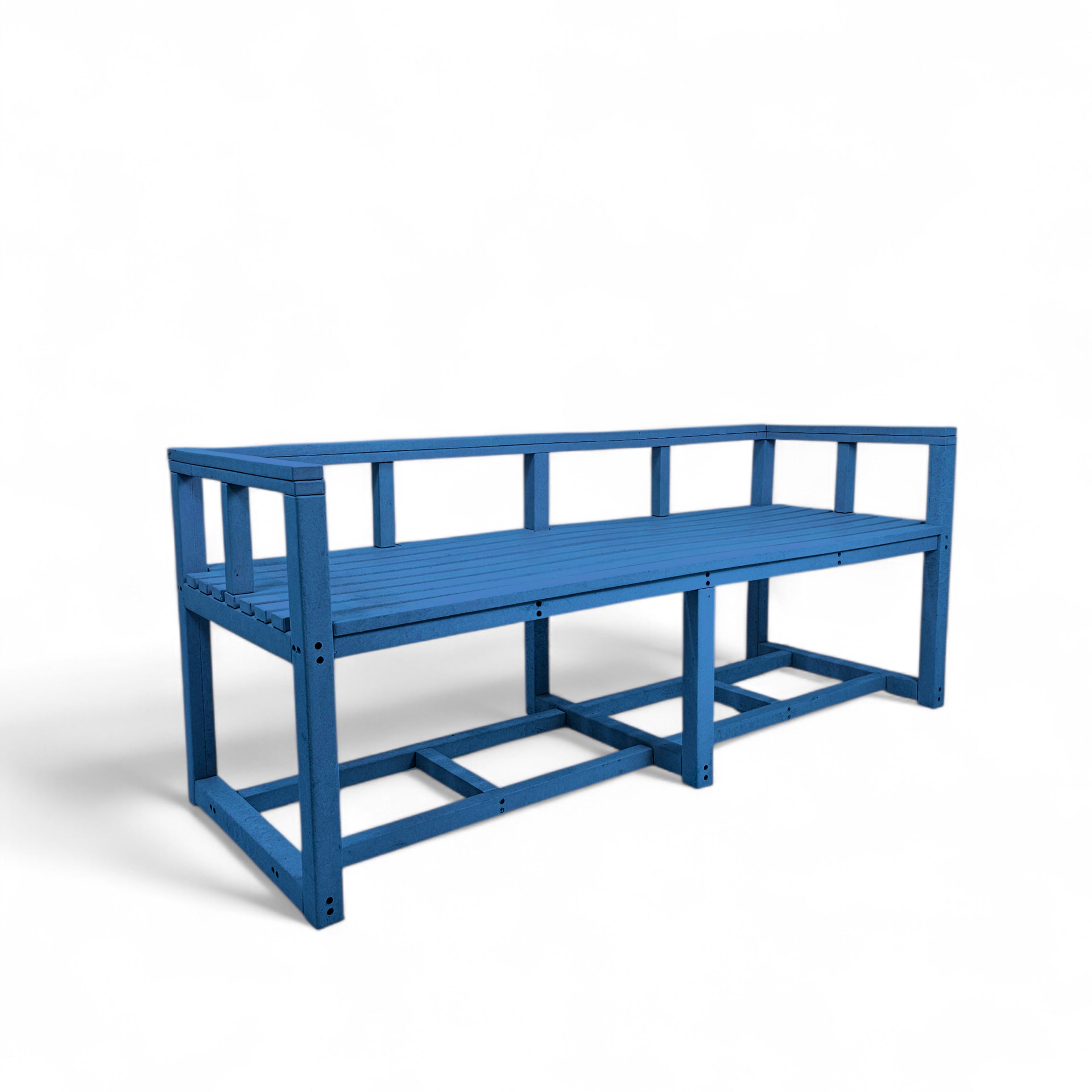 Patio eco elite 3 seater recycled plastic outdoor bench in pacific blue color