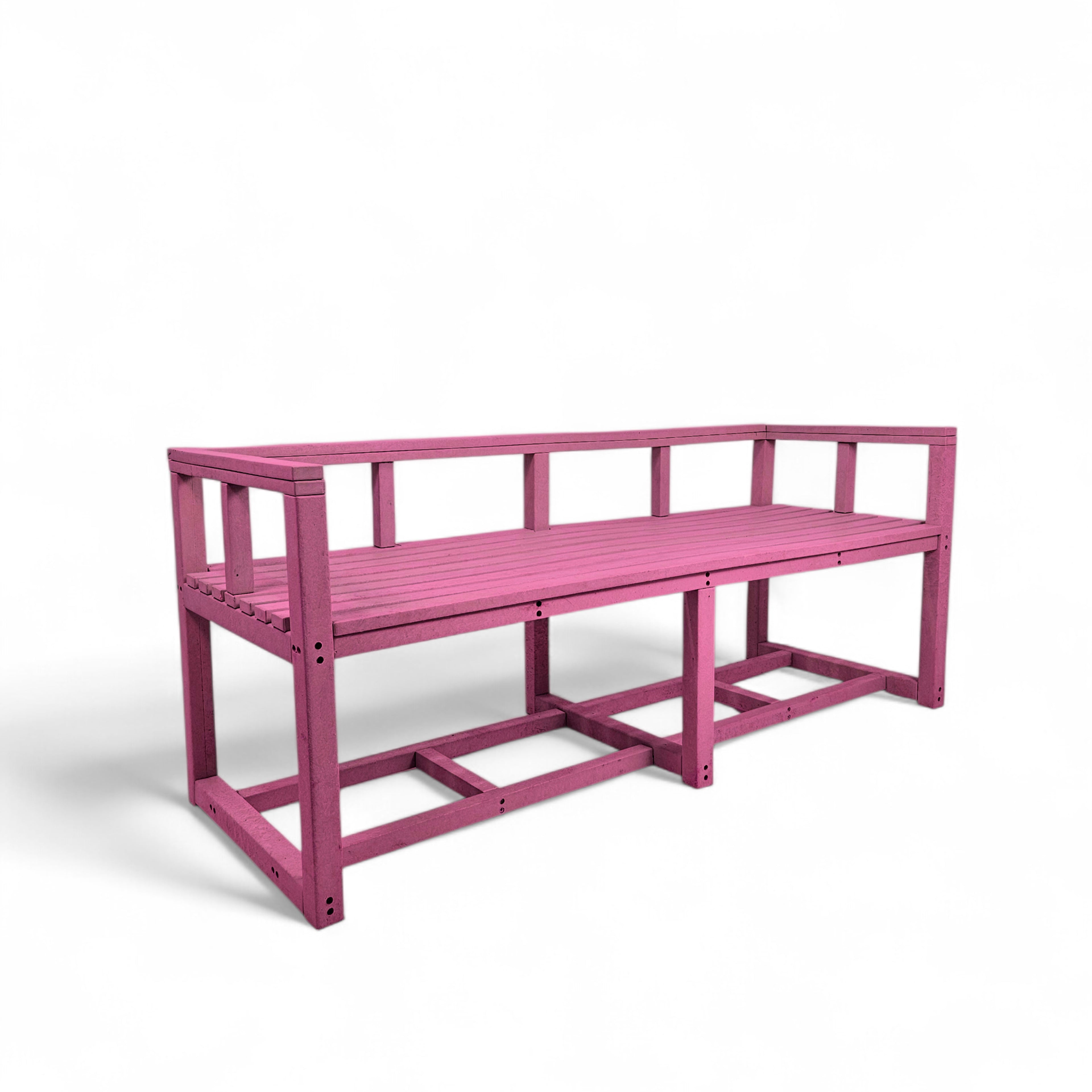 Patio eco elite 3 seater recycled plastic outdoor bench in pink color