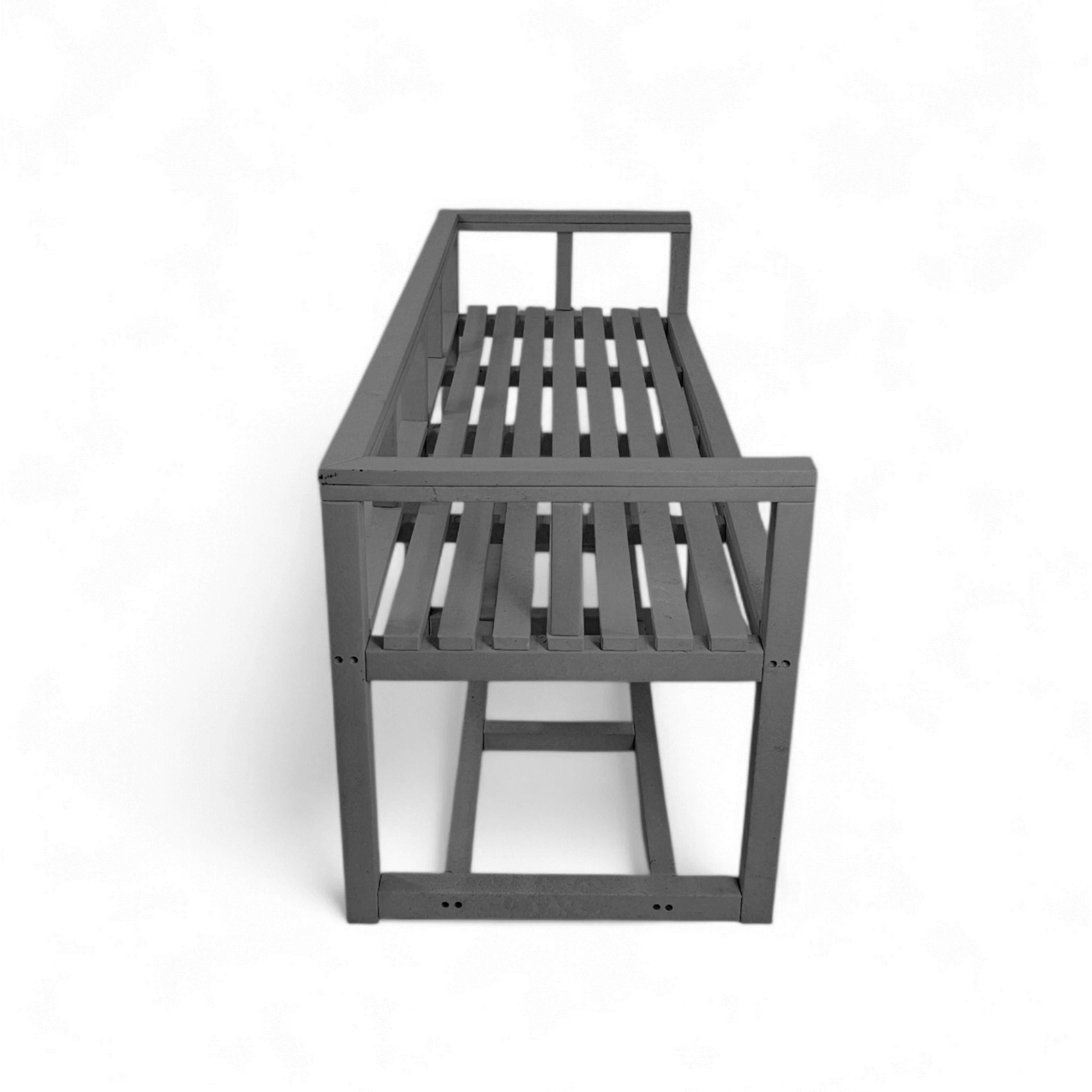 side view of eco elite 3 seater outdoor bench made from plastic waste