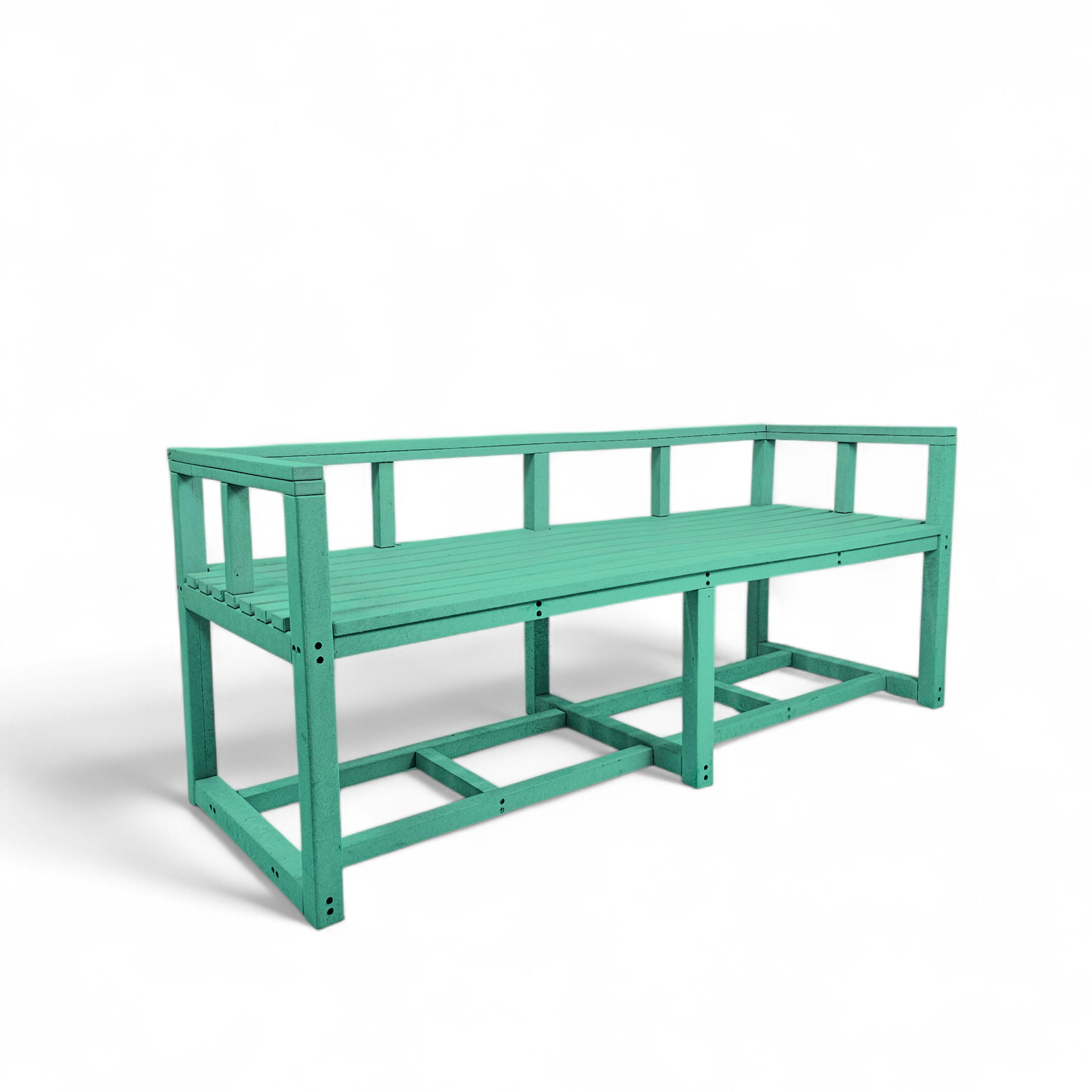 Patio eco elite 3 seater recycled plastic outdoor bench in turquoise color