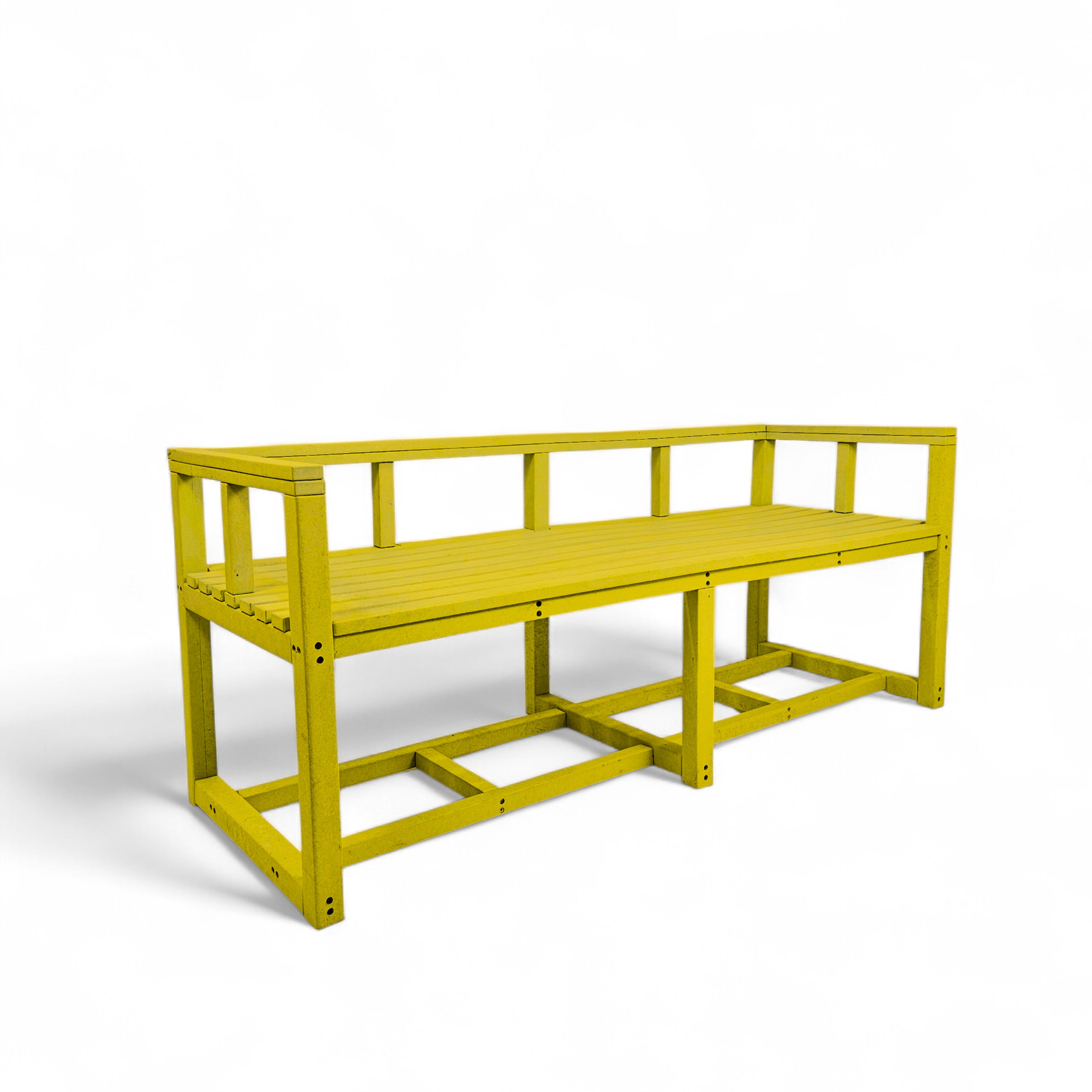 Patio eco elite 3 seater recycled plastic outdoor bench in yellow color