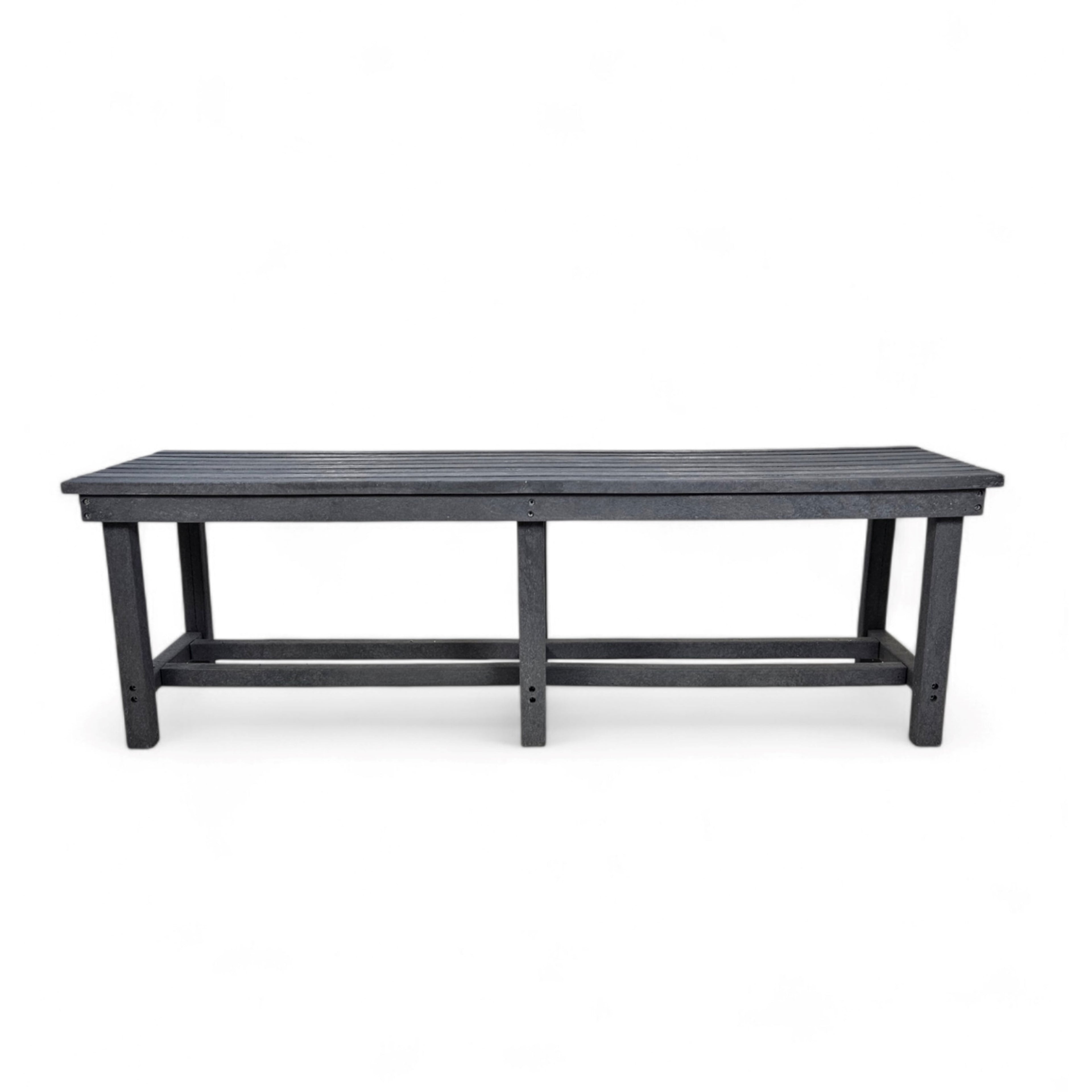 front view of eco farmhouse 3 seater bench without backrest made from plastic waste