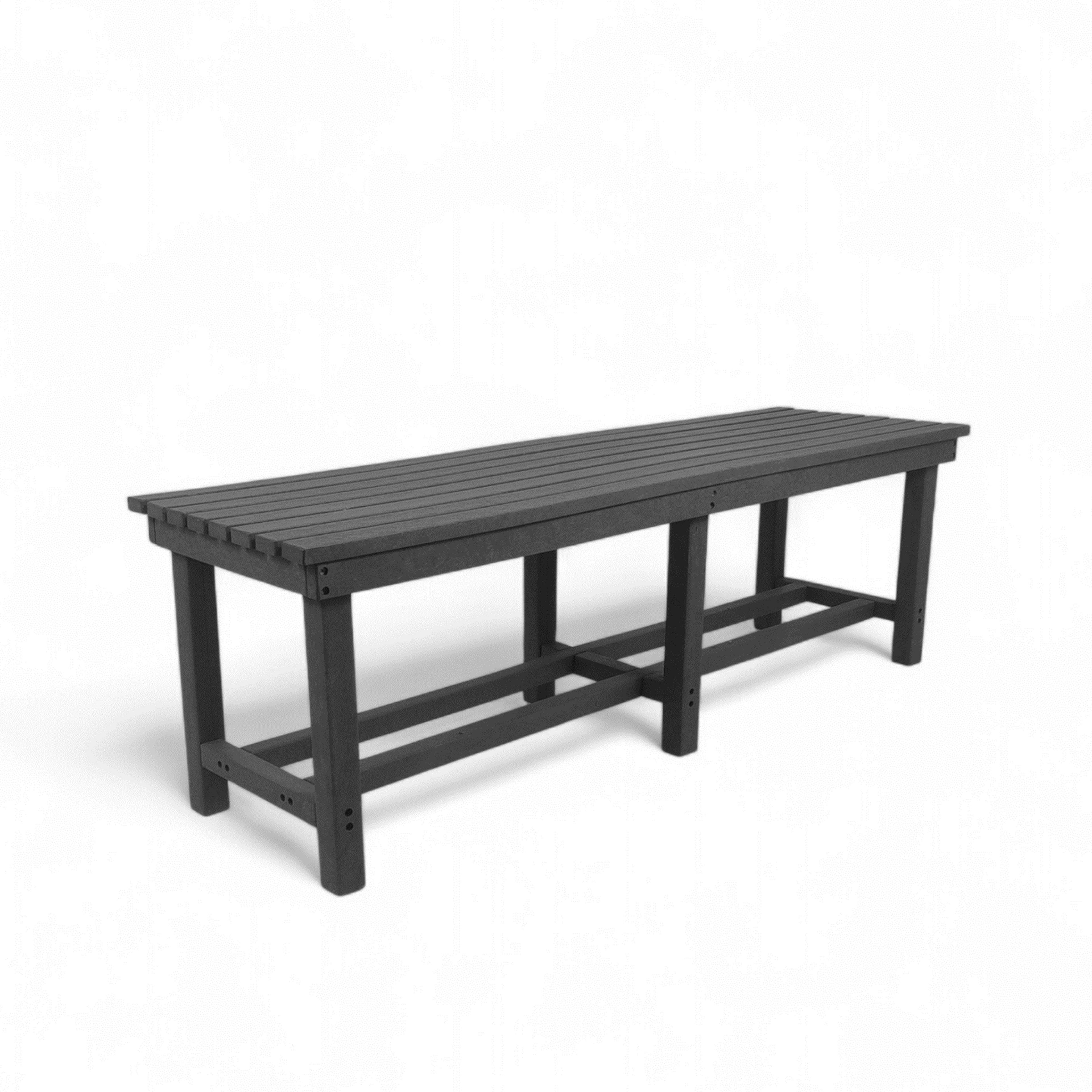 Patio eco farmhouse 3 seater recycled plastic outdoor bench without backrest in grey color