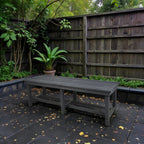 Eco farmhouse 3 seater outdoor bench without backrest made from recycled plastic waste lumber by econiture