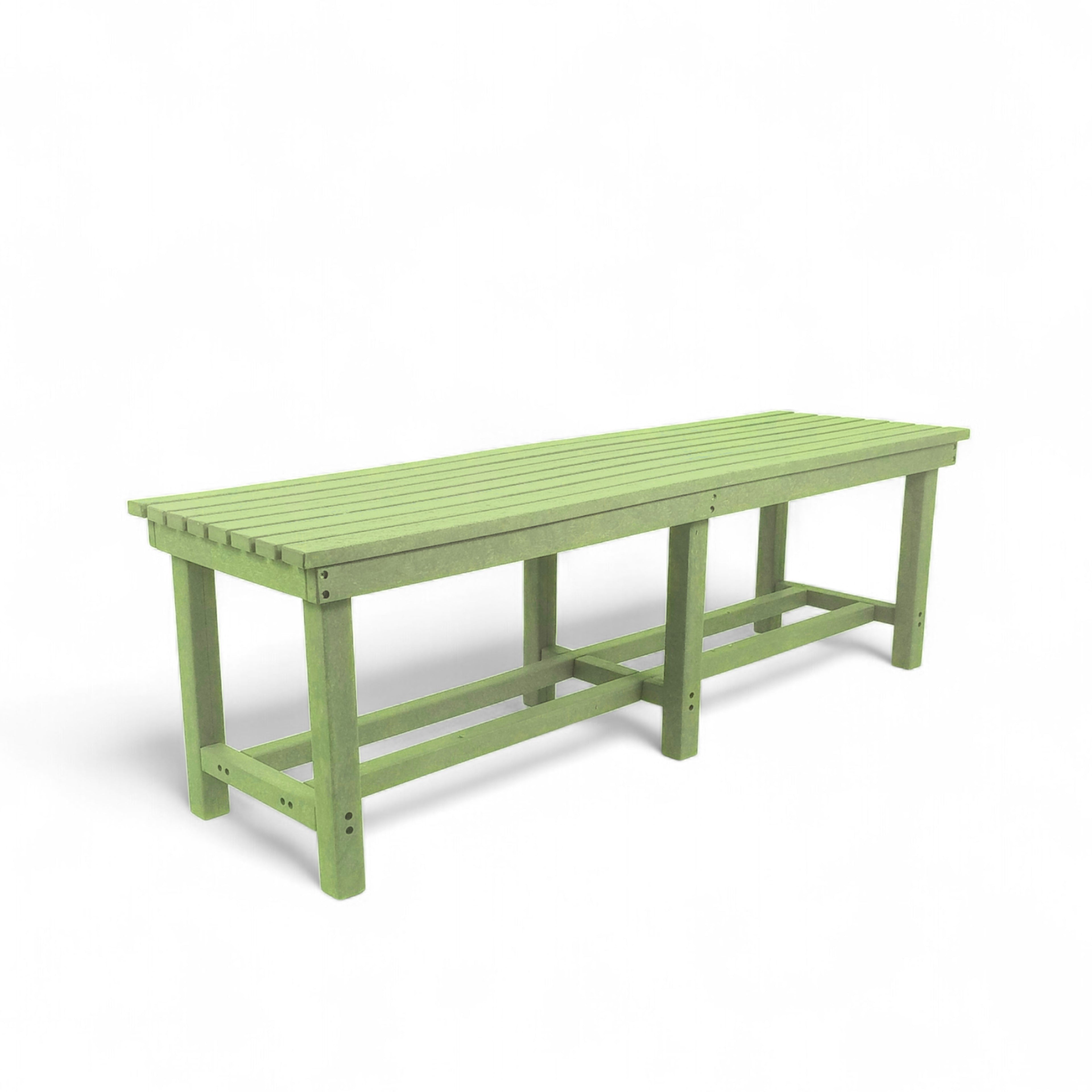 Eco farmhouse 3 seater recycled plastic outdoor bench without backrest in mint color