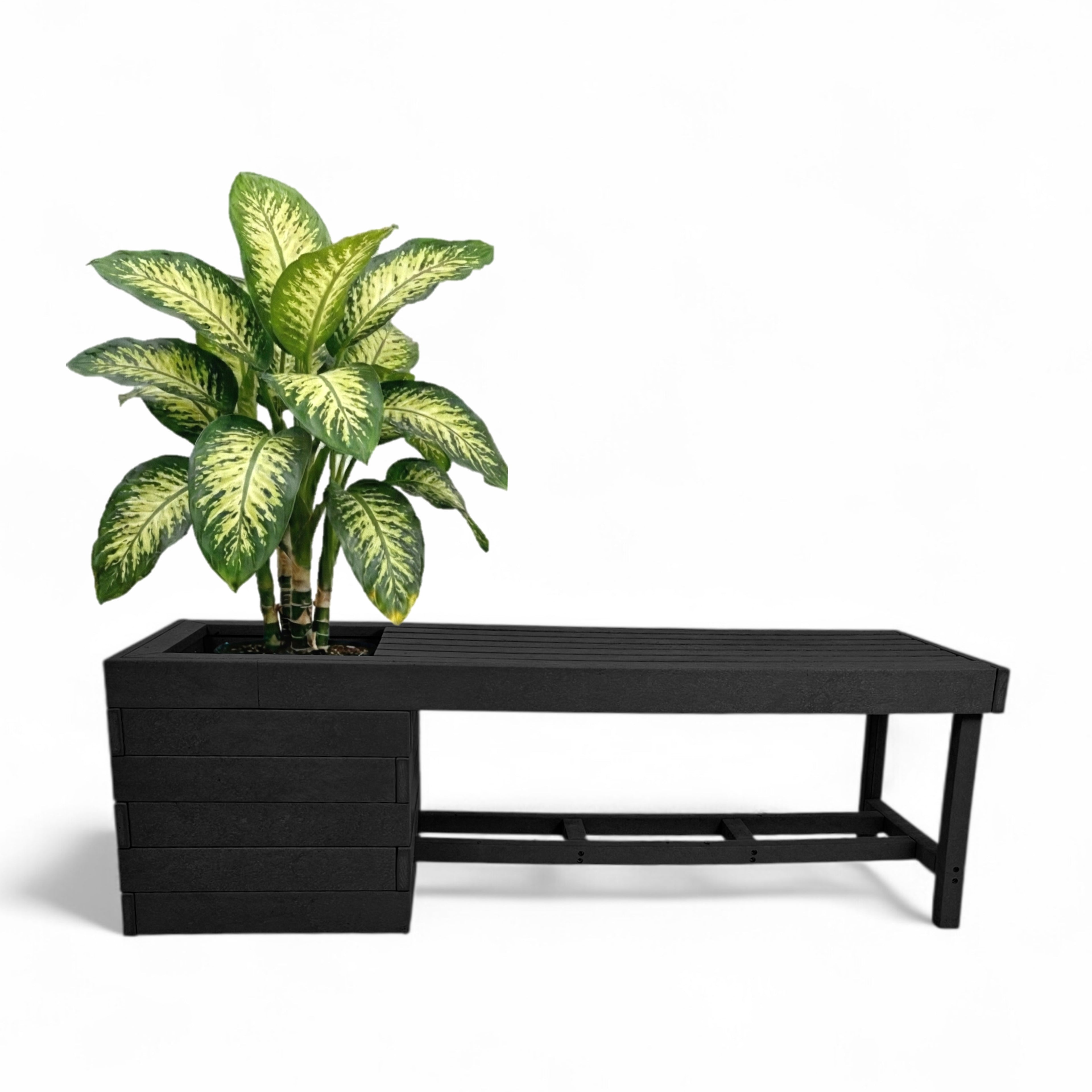 eco garden 2 seater recycled plastic outdoor pothole bench in black color