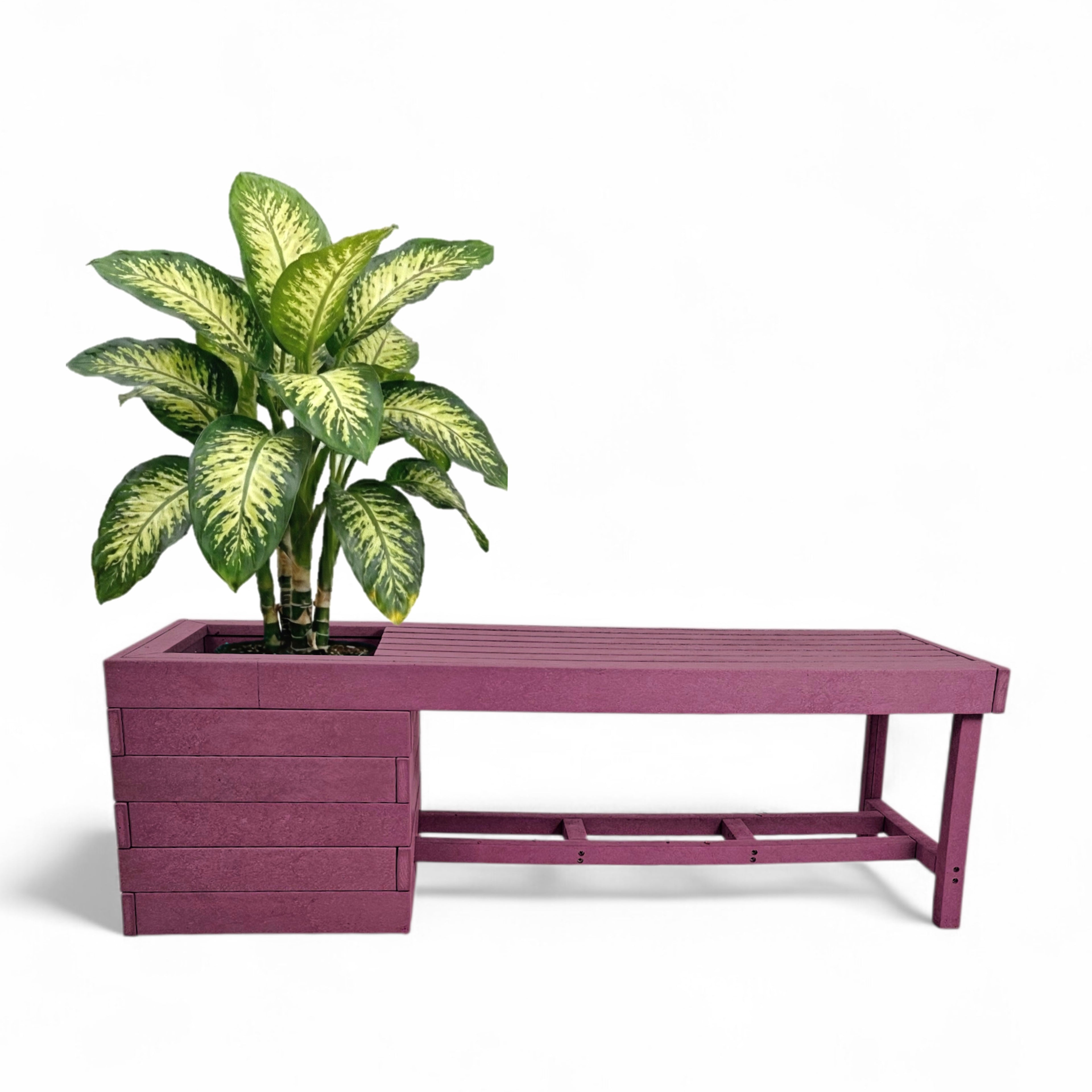 eco garden 2 seater recycled plastic outdoor pothole bench in burgundy color