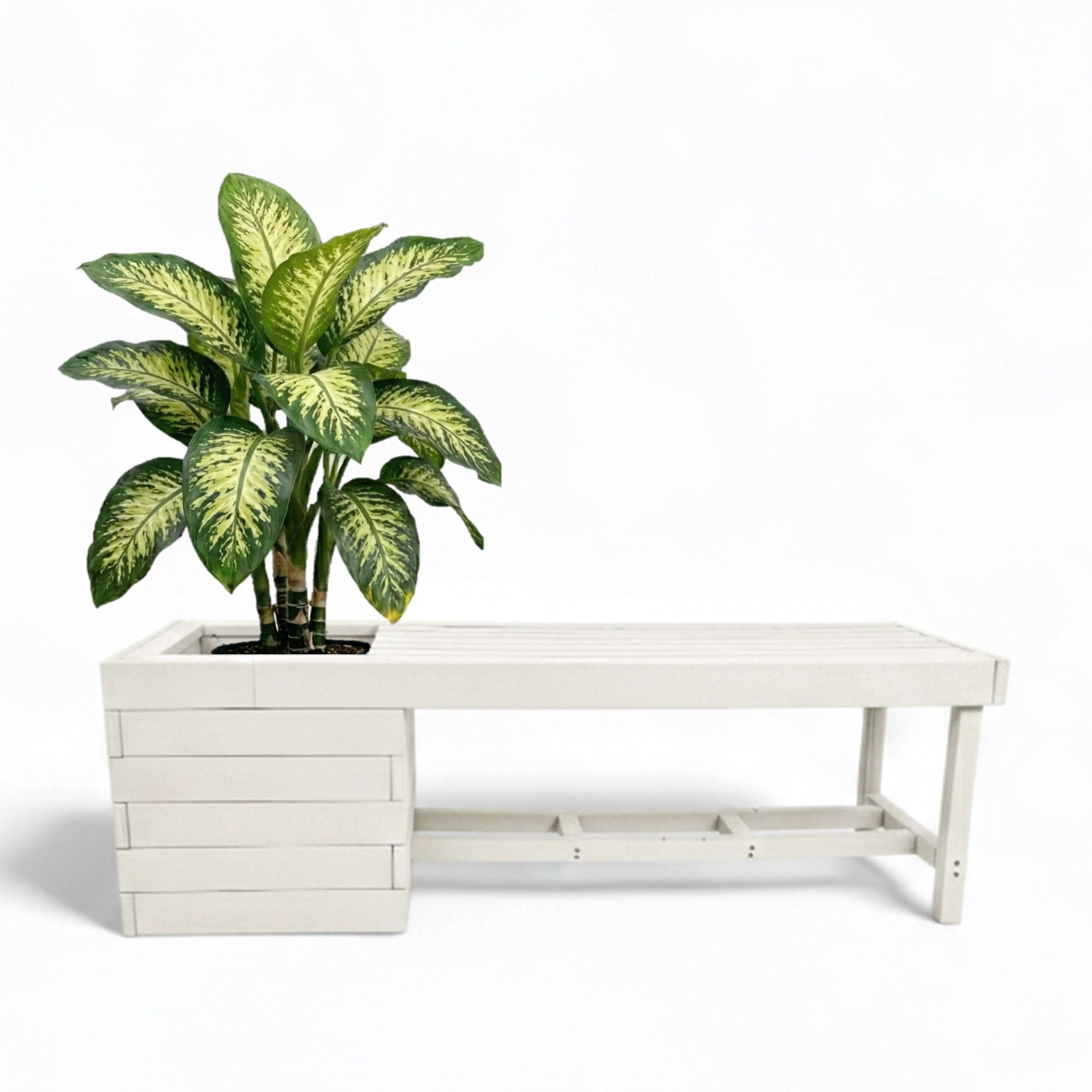 eco garden 2 seater recycled plastic outdoor pothole bench in ivory color
