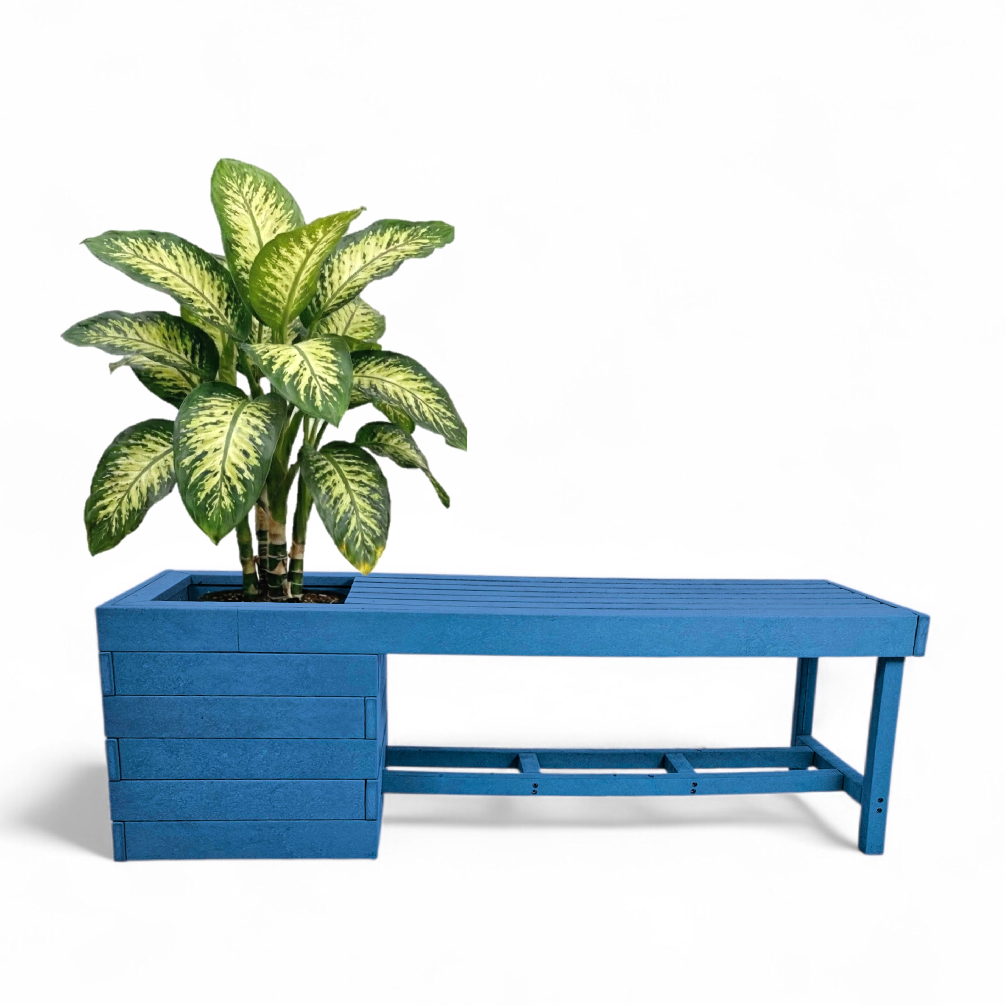 eco garden 2 seater recycled plastic outdoor pothole bench in pacific blue color