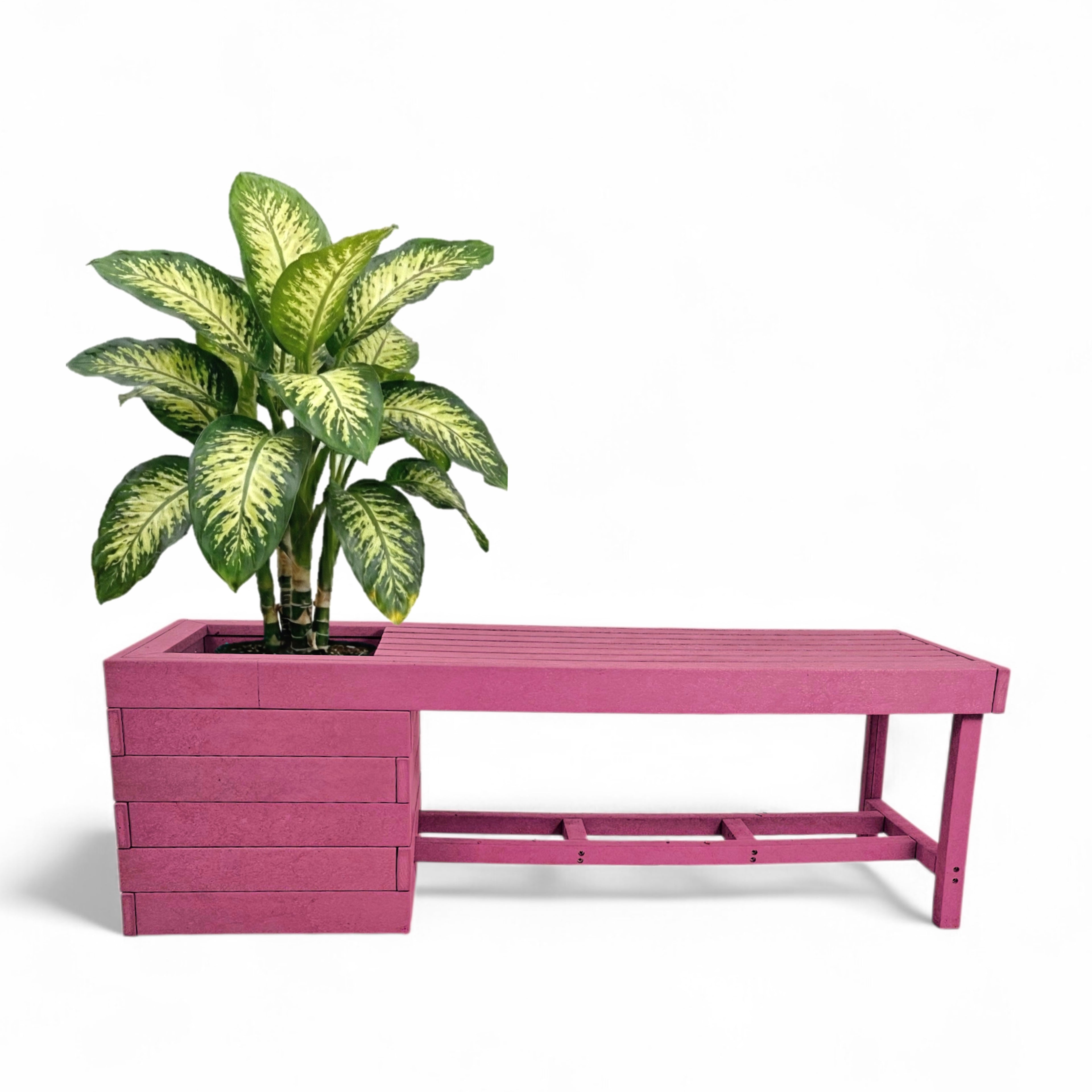 eco garden 2 seater recycled plastic outdoor pothole bench in pink color