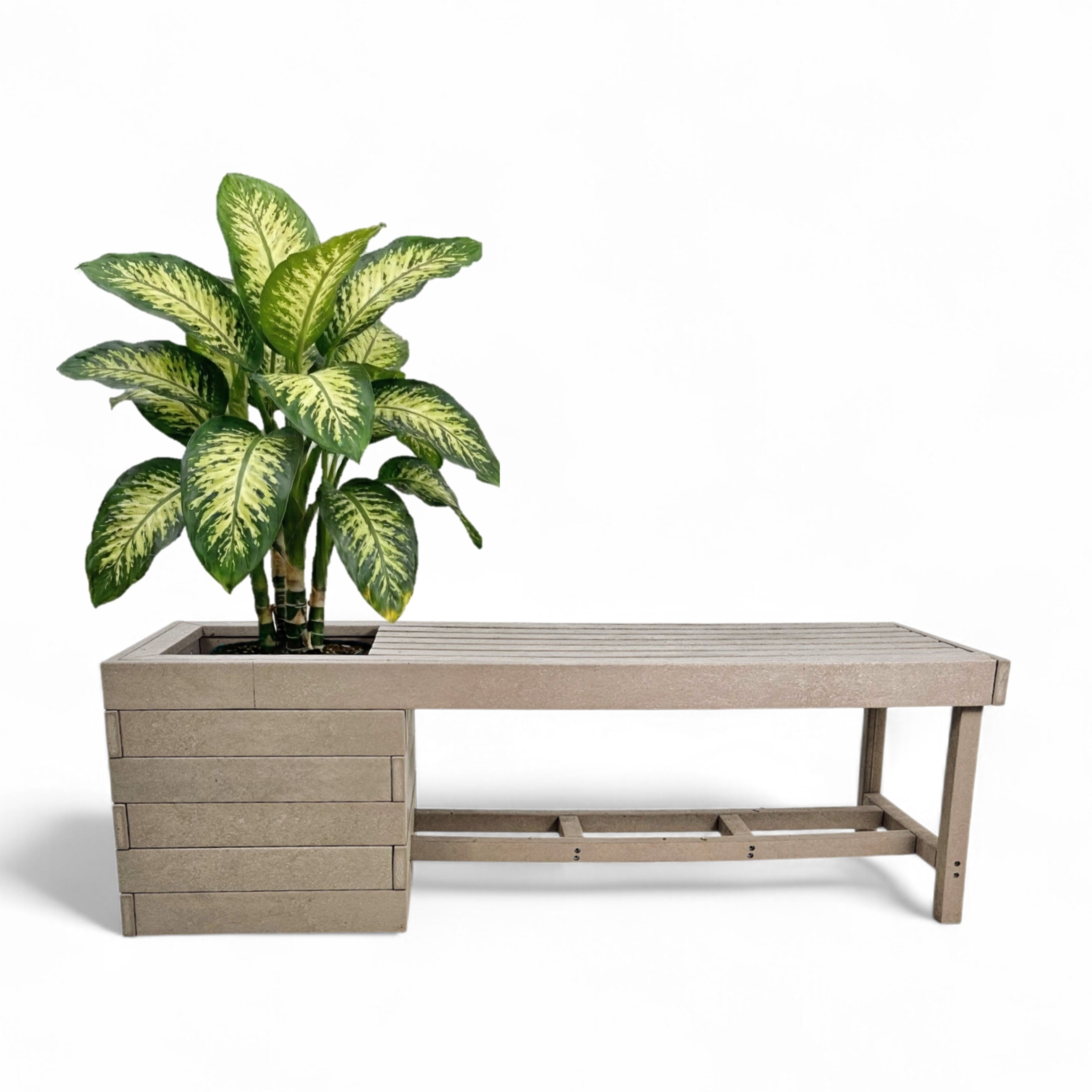 eco garden 2 seater recycled plastic outdoor pothole bench in sand color