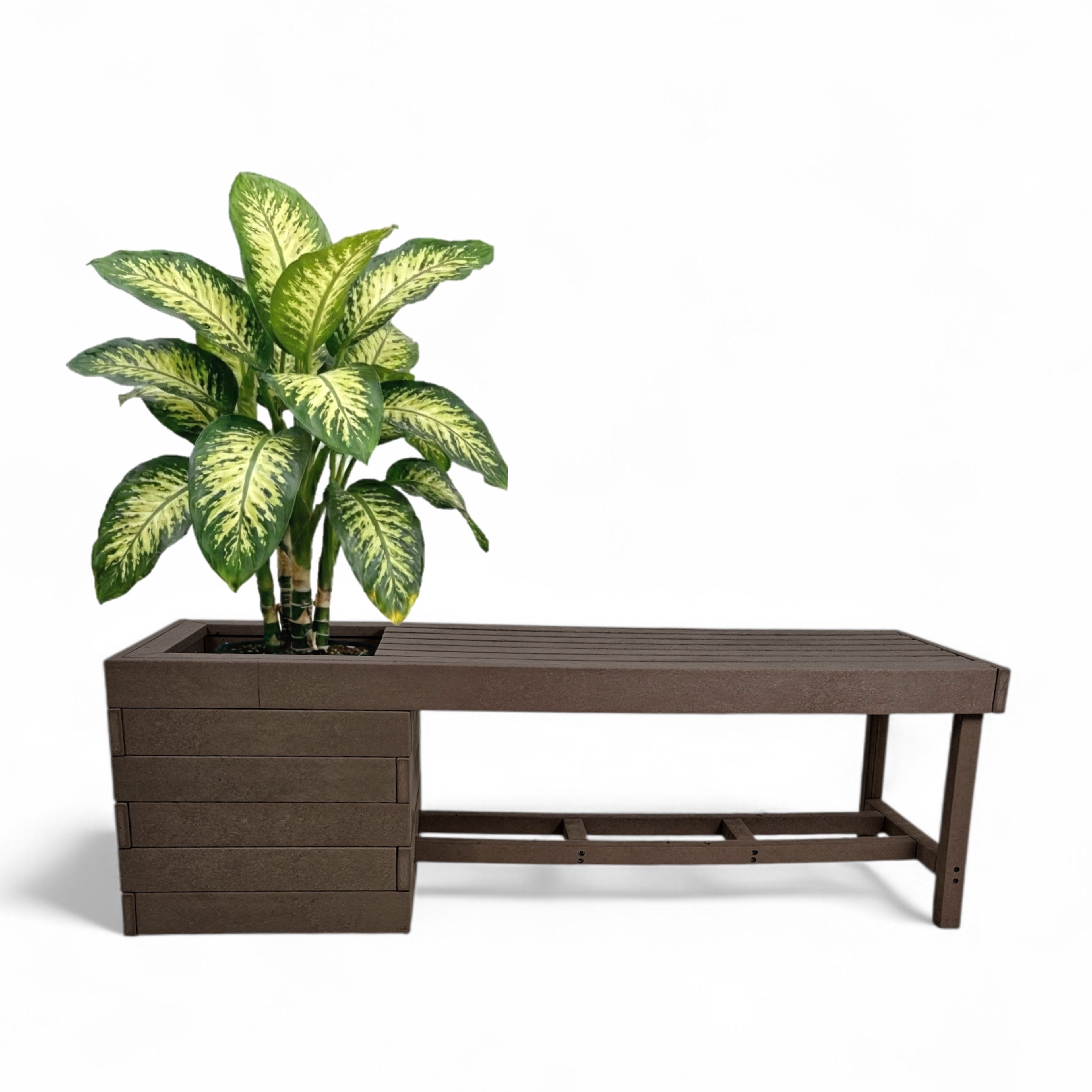 eco garden 2 seater recycled plastic outdoor pothole bench in taupe brown color