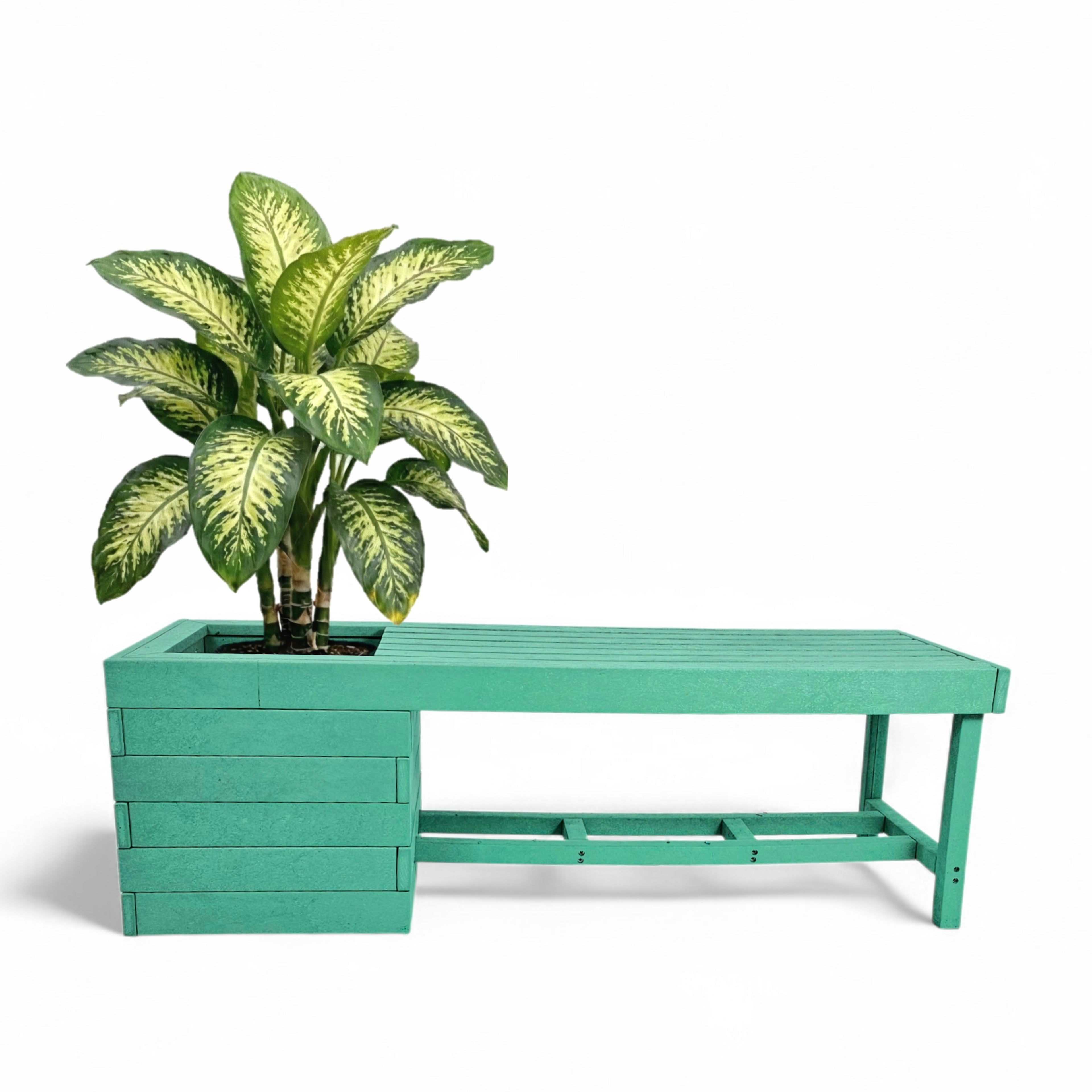 eco garden 2 seater recycled plastic outdoor pothole bench in turquoise color