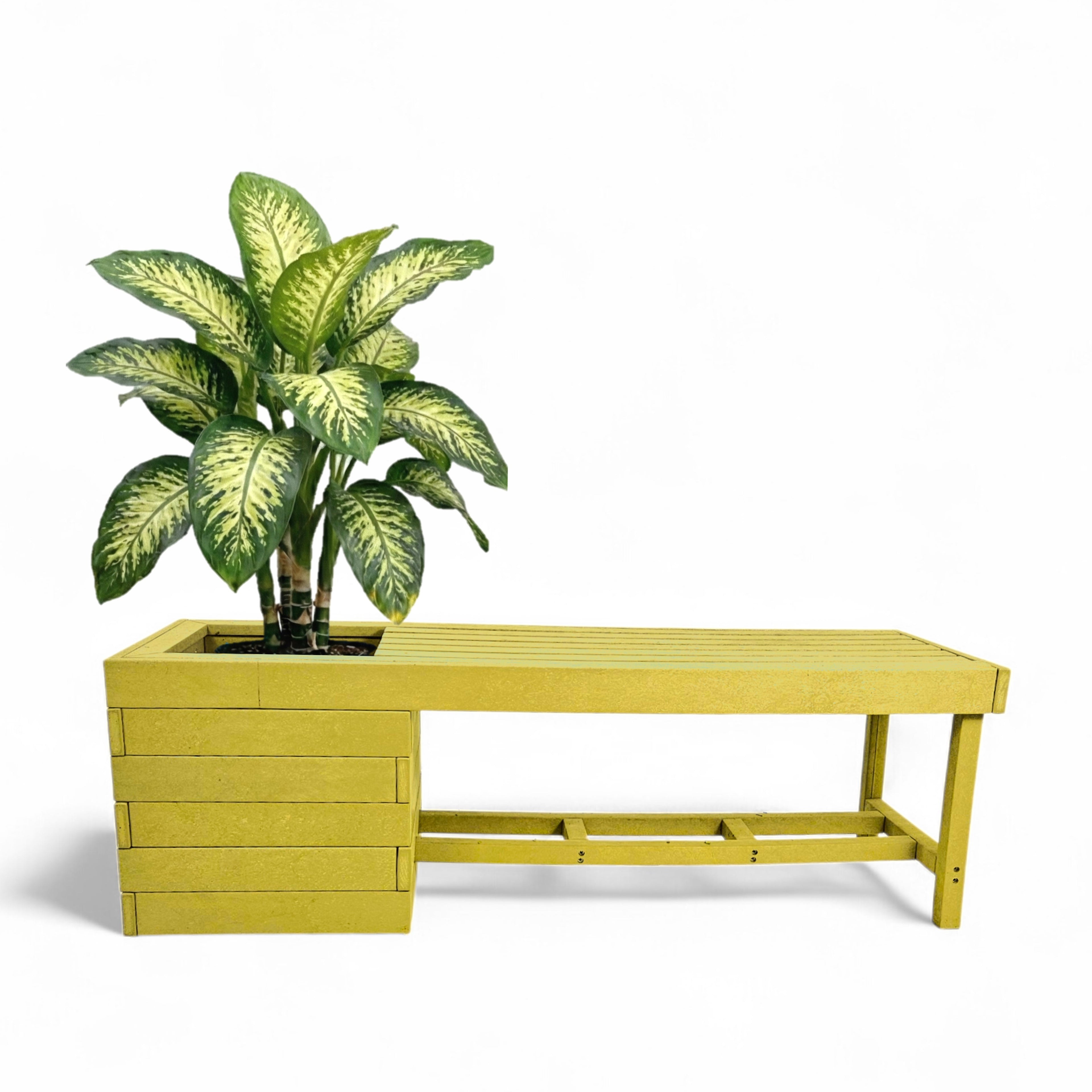 eco garden 2 seater recycled plastic outdoor pothole bench in yellow color