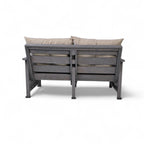Back view of eco lounge outdoor 2 seater deep seating sofa with cushions made from recycled plastic