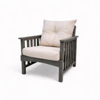 eco lounge recycled plastic outdoor deep seating sofa chair with cushion in grey color for patio and outdoor spaces