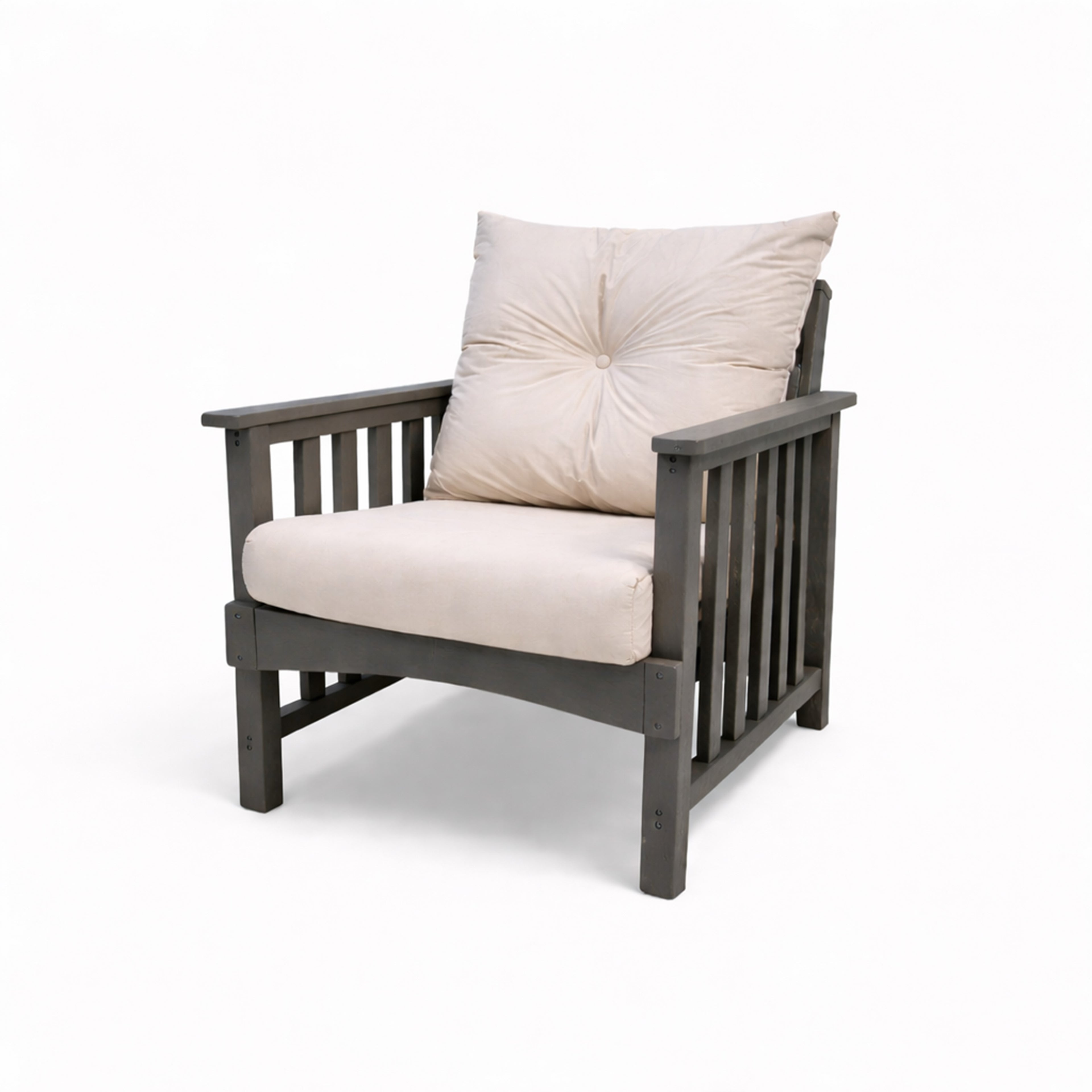 eco lounge recycled plastic outdoor deep seating sofa chair with cushion in grey color for patio and outdoor spaces