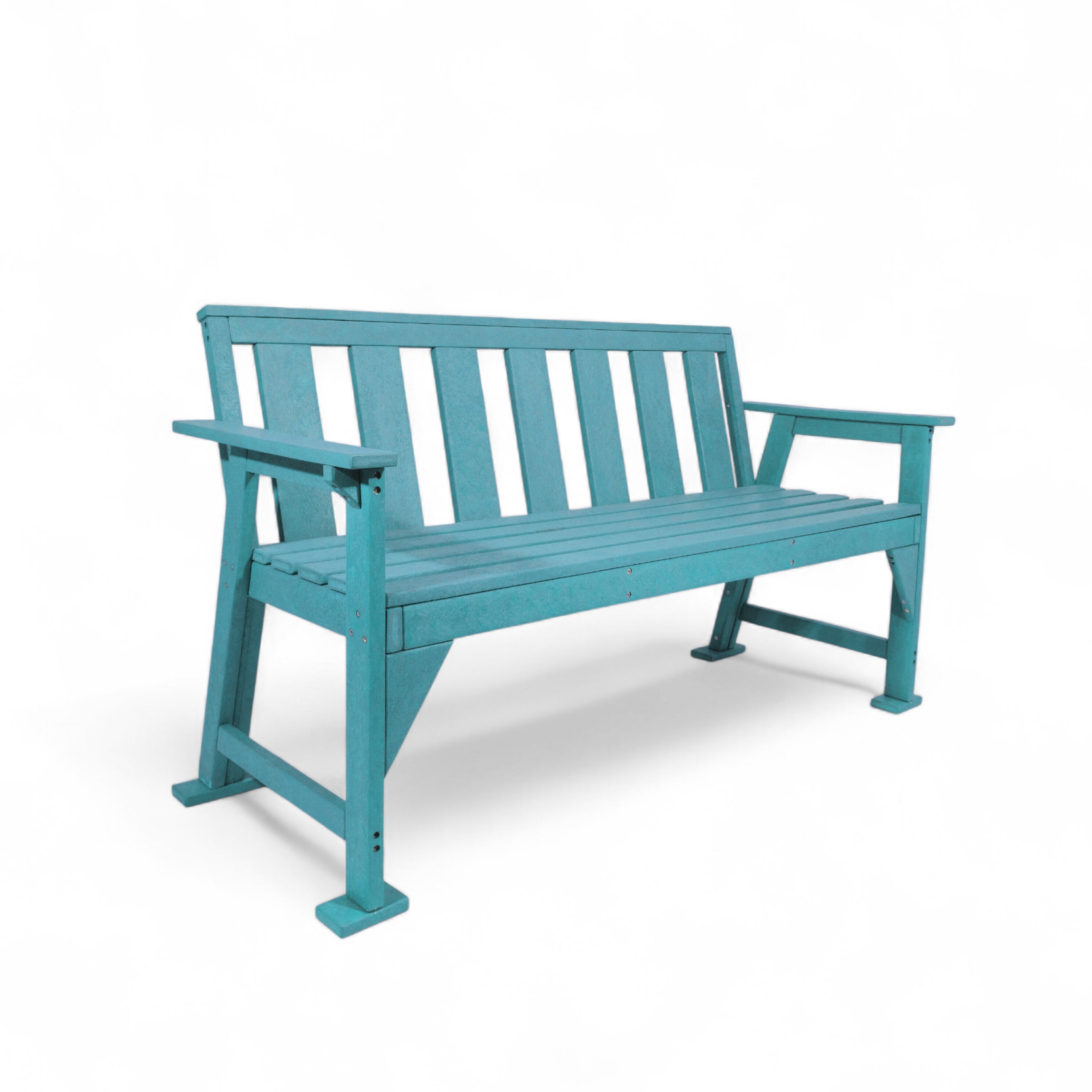Patio eco urban 3 seater recycled plastic outdoor bench with backrest and armrest in aruba color