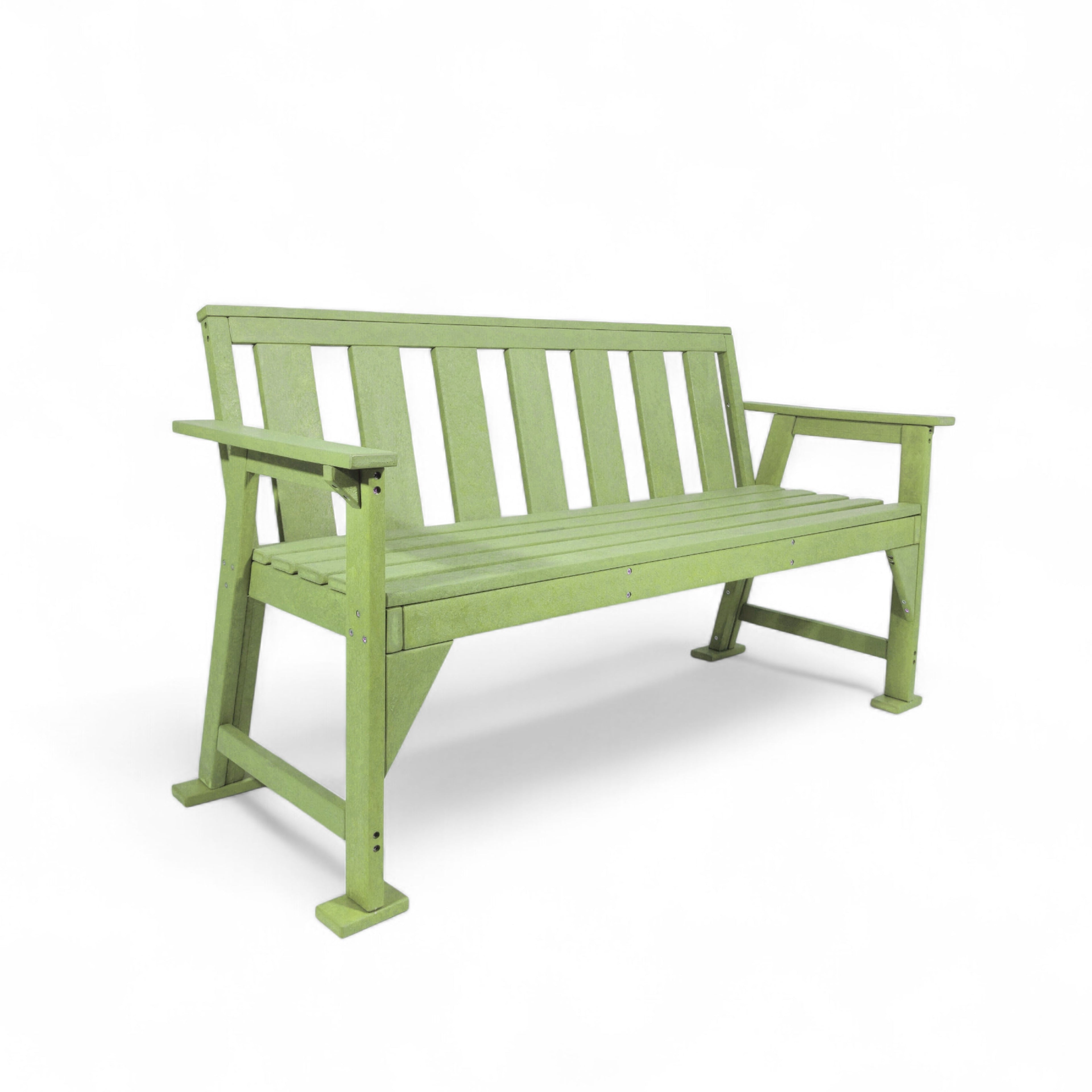 Patio eco urban 3 seater recycled plastic outdoor bench with backrest and armrest in mint color