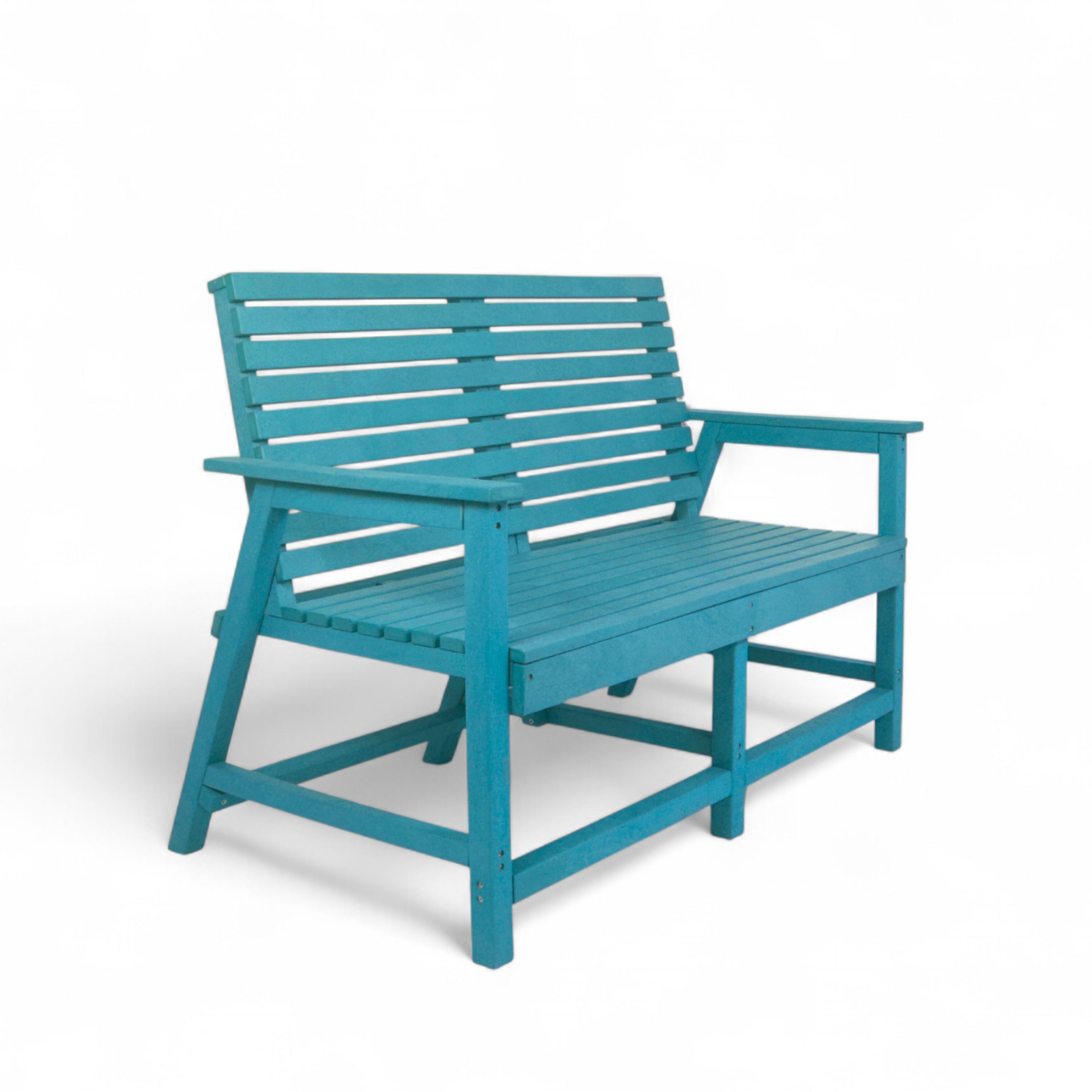 Eco vintage 2 seater recycled plastic outdoor bench with backrest and armrest in aruba color