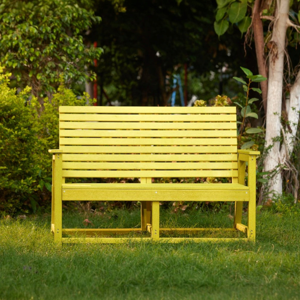 Eco vintage 2 seater bench with backrest and armrest made from recycled plastic waste lumber by econiture