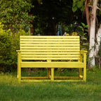 Eco vintage 2 seater bench with backrest and armrest made from recycled plastic waste lumber by econiture