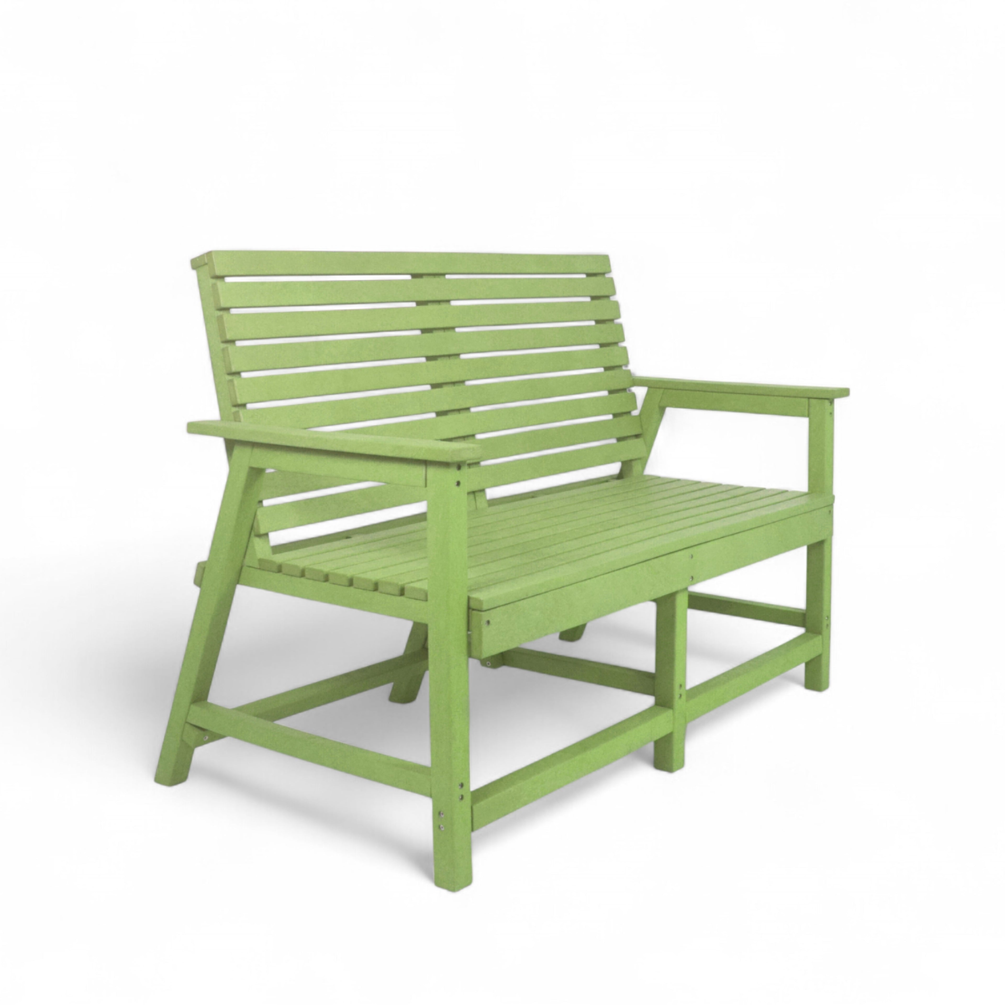 patio eco vintage 2 seater recycled plastic outdoor bench with backrest and armrest in mint color 
