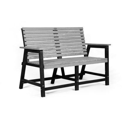 Eco 2 seater bench with backrest with armrest