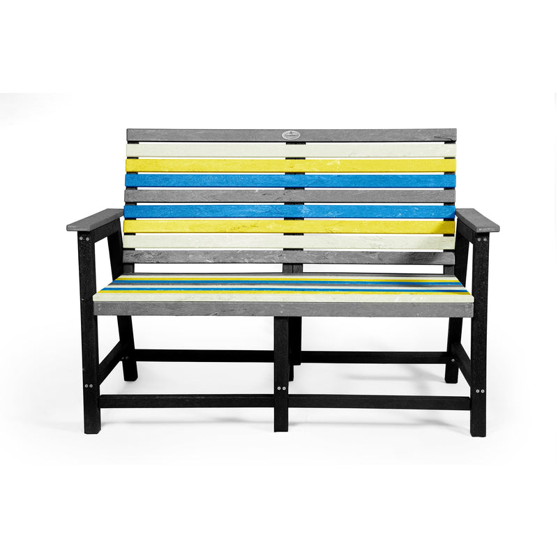Eco 2 seater bench with backrest with armrest