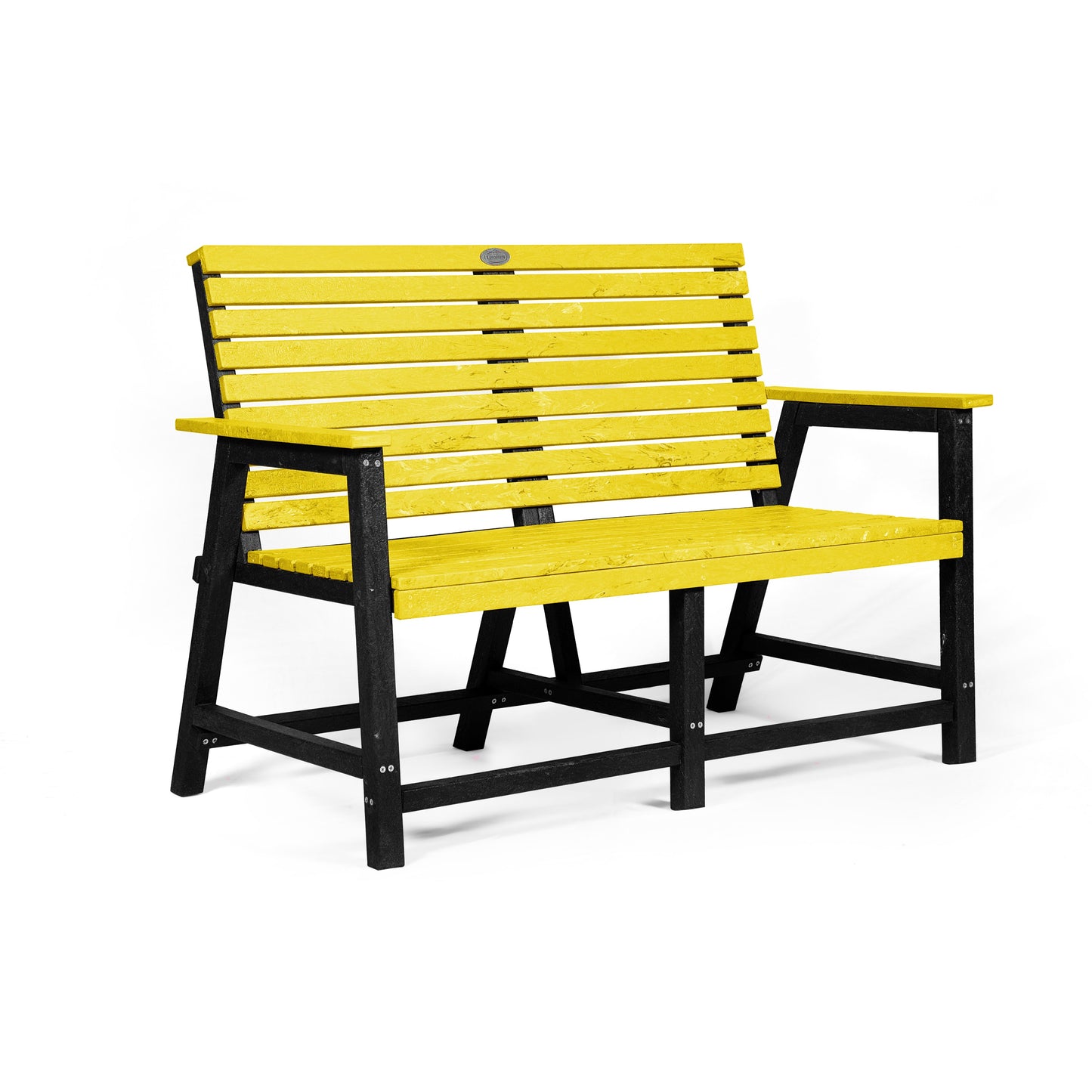 Eco 2 seater bench with backrest with armrest