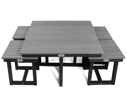 Eco Cross Coffee Table Set with 4 stools