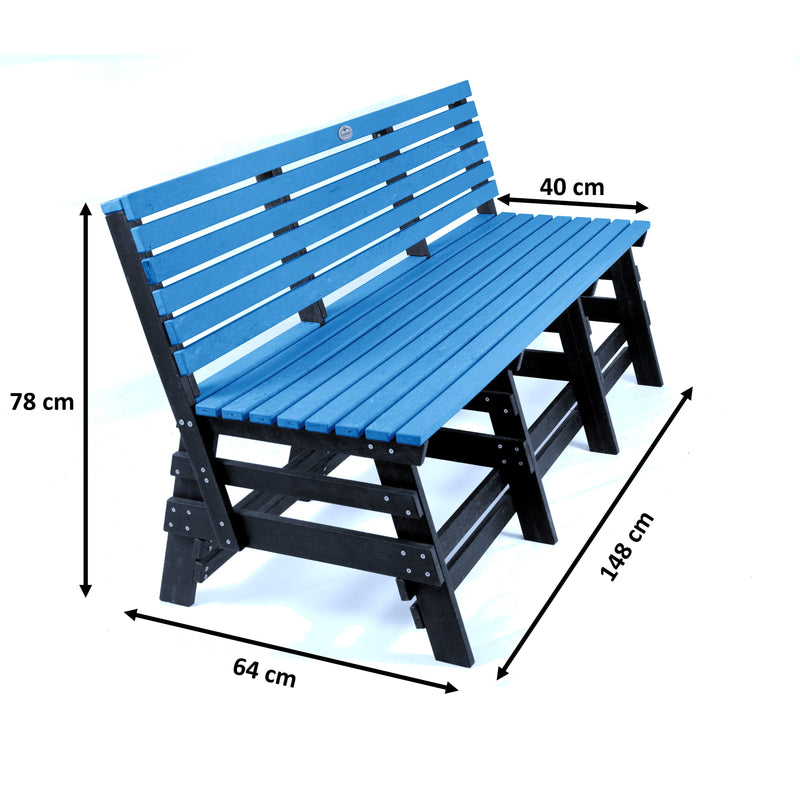 Eco classic 3 seater bench with backrest