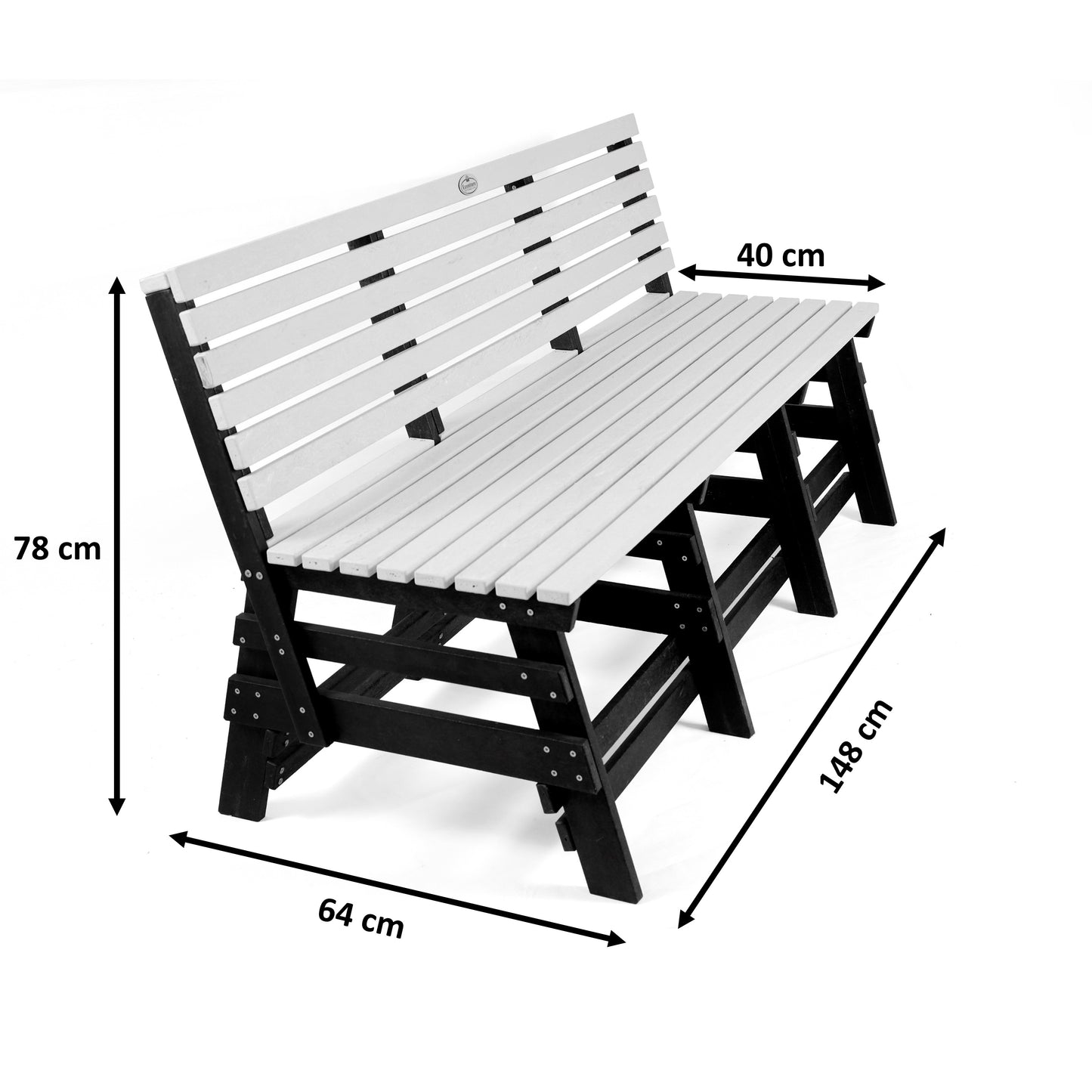 Eco 3 seater bench with backrest