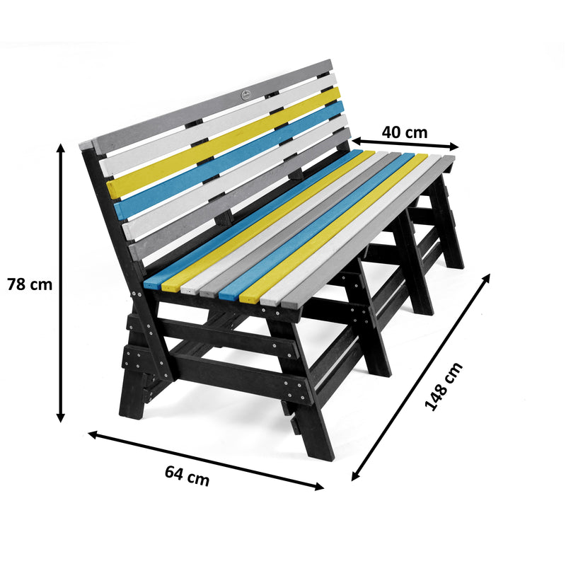 Eco classic 3 seater bench with backrest