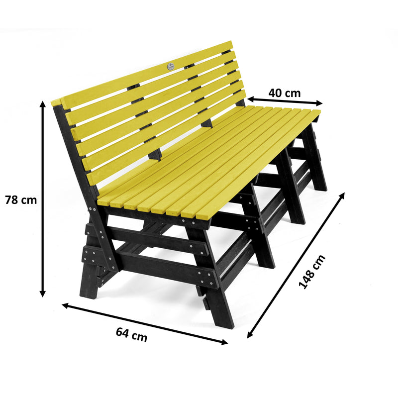 Eco classic 3 seater bench with backrest