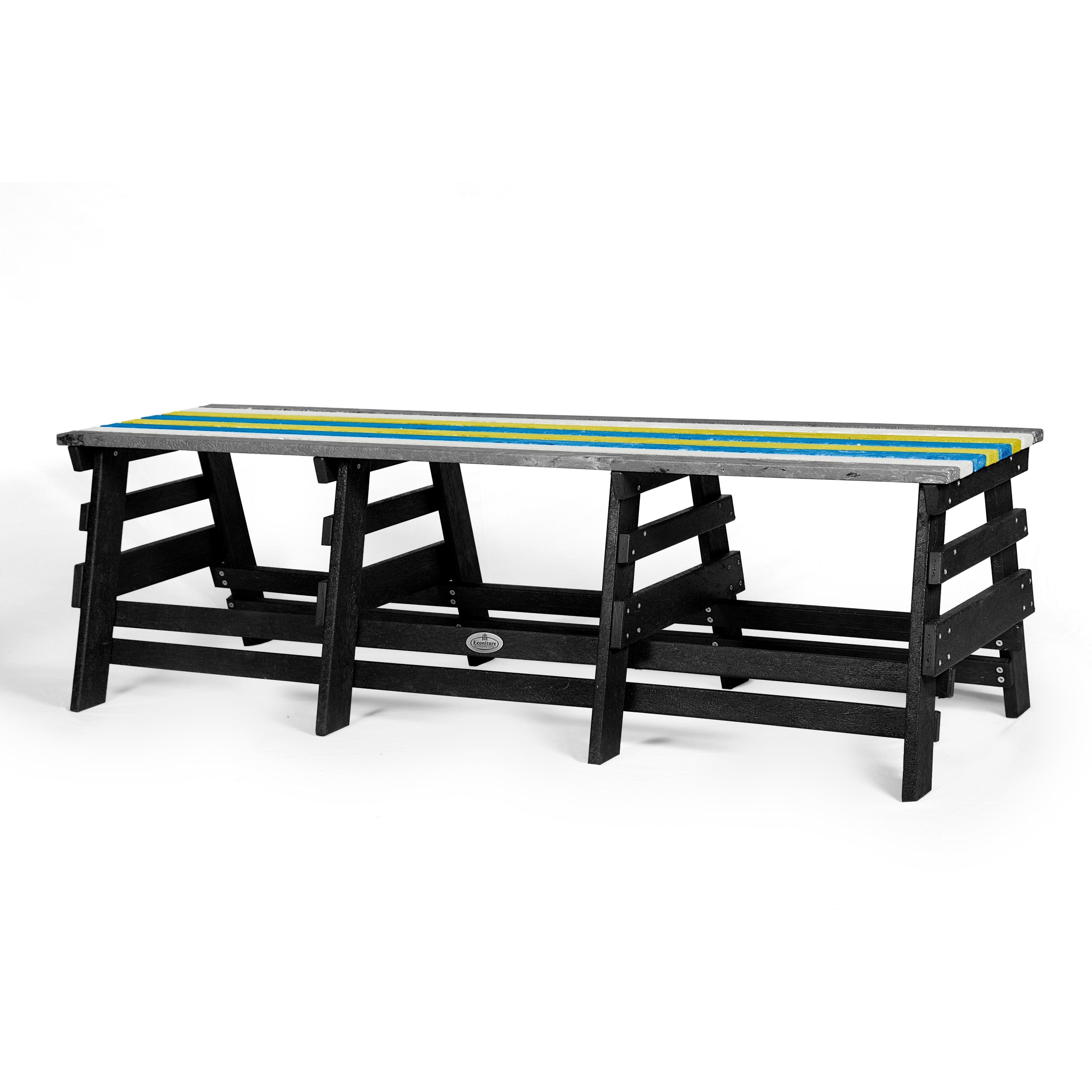 eco classic 3 seater recycled plastic outdoor bench without backrest in multicolor