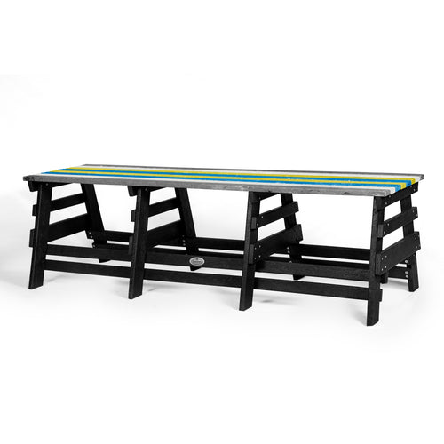 eco classic 3 seater recycled plastic outdoor bench without backrest in multicolor